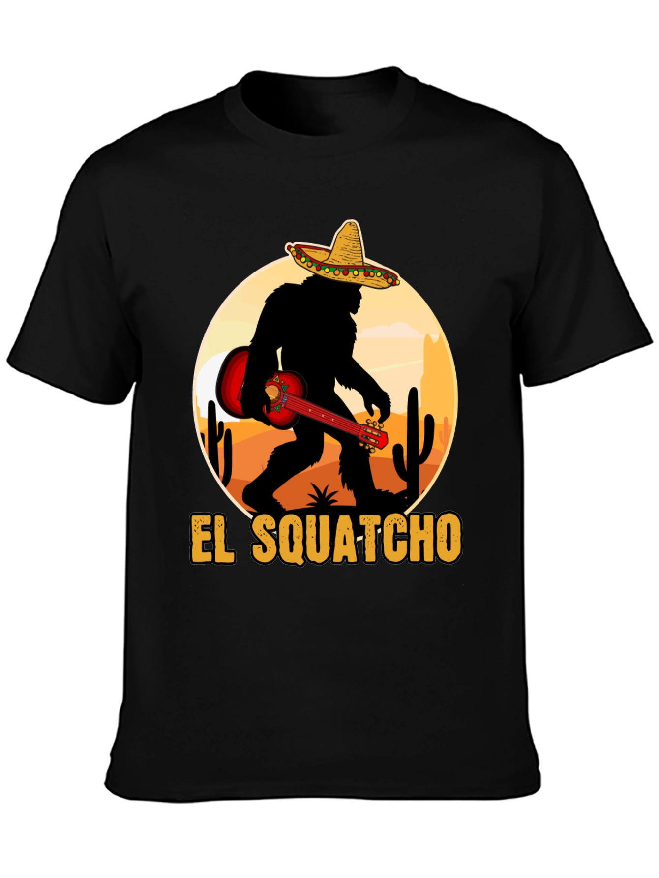 El Squatcho T-Shirt: Bigfoot with Sombrero & Guitar