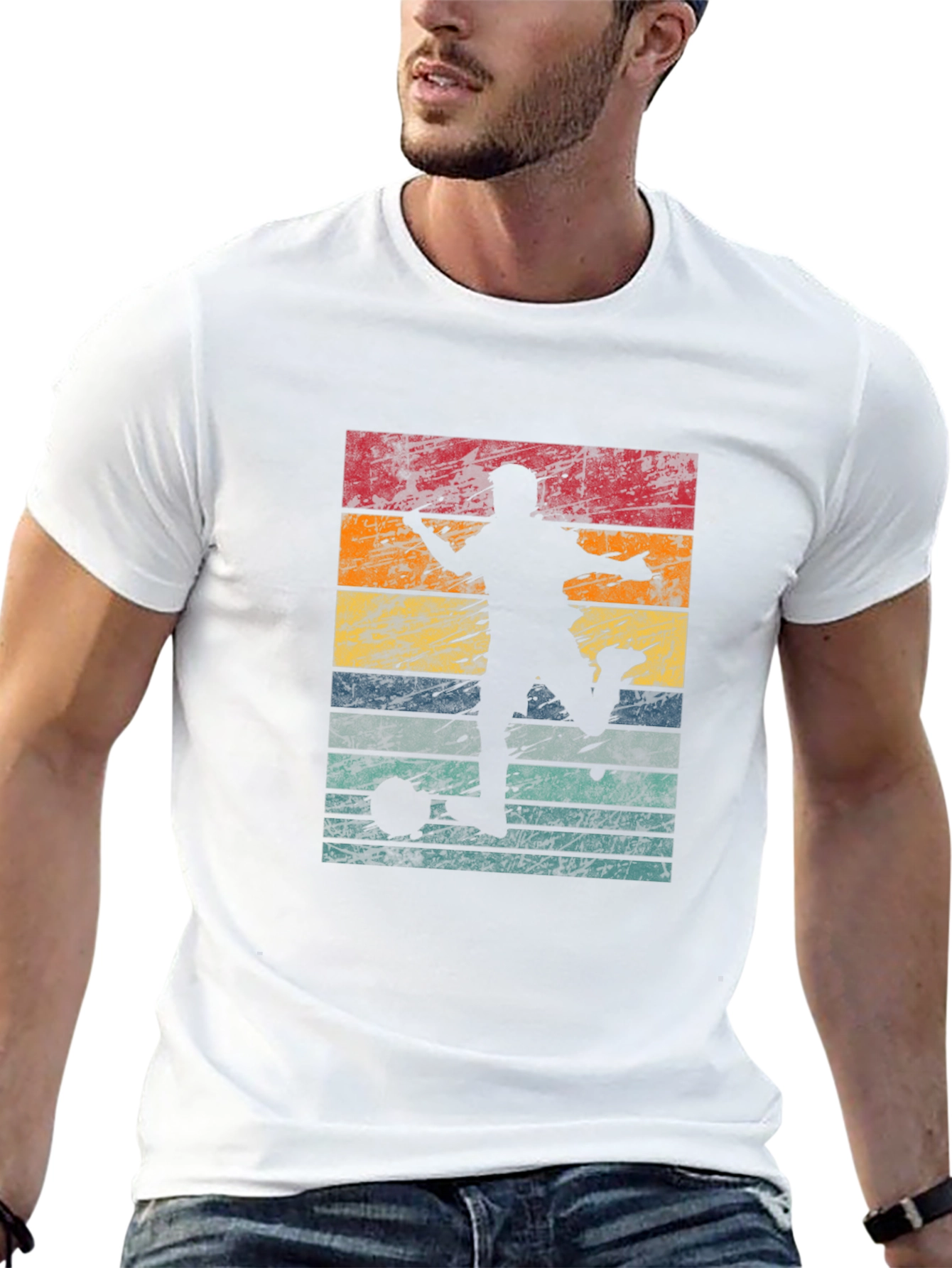 Retro Soccer Silhouette Graphic Tee - Black