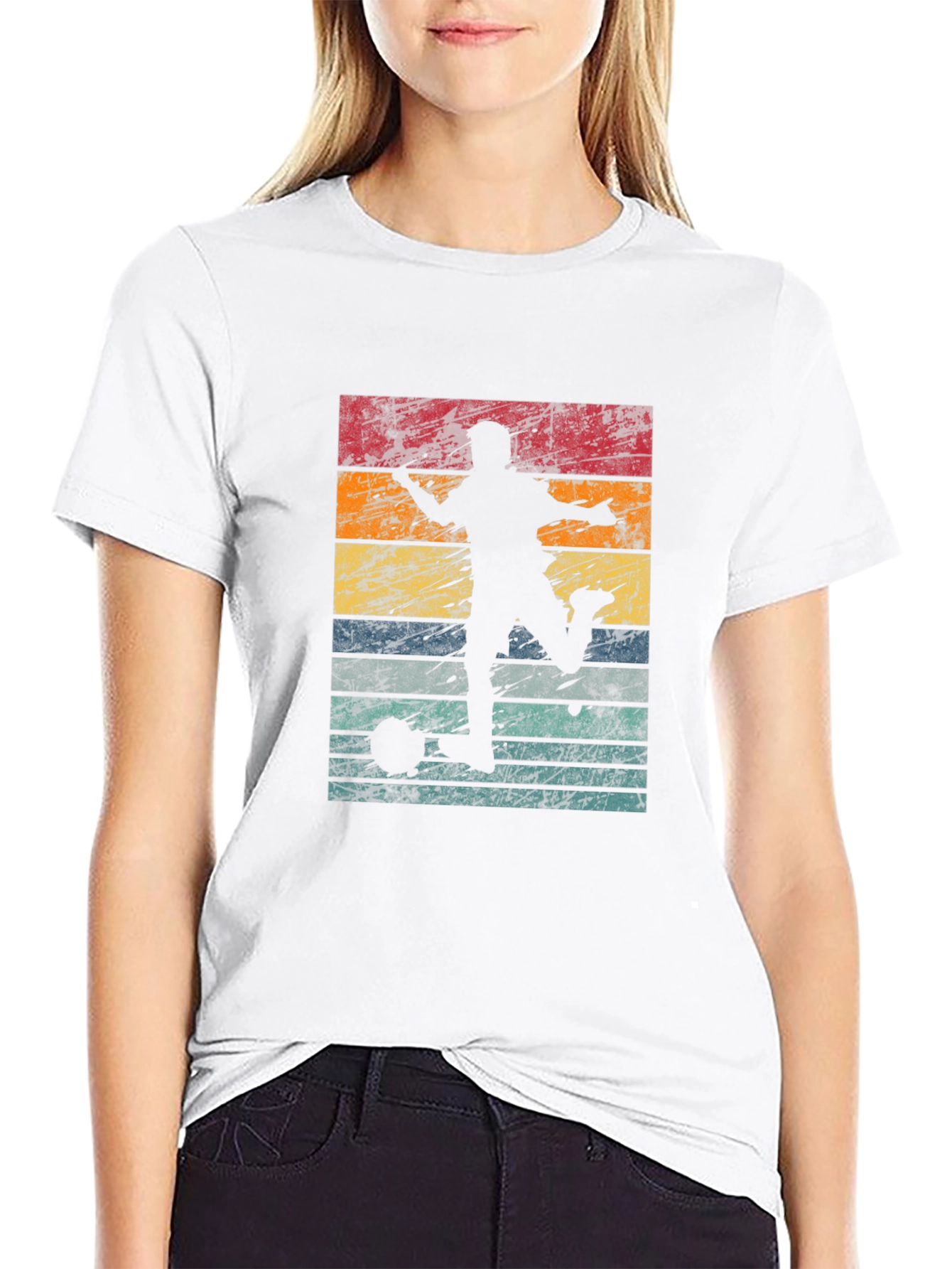 Retro Soccer Silhouette Graphic Tee - Black
