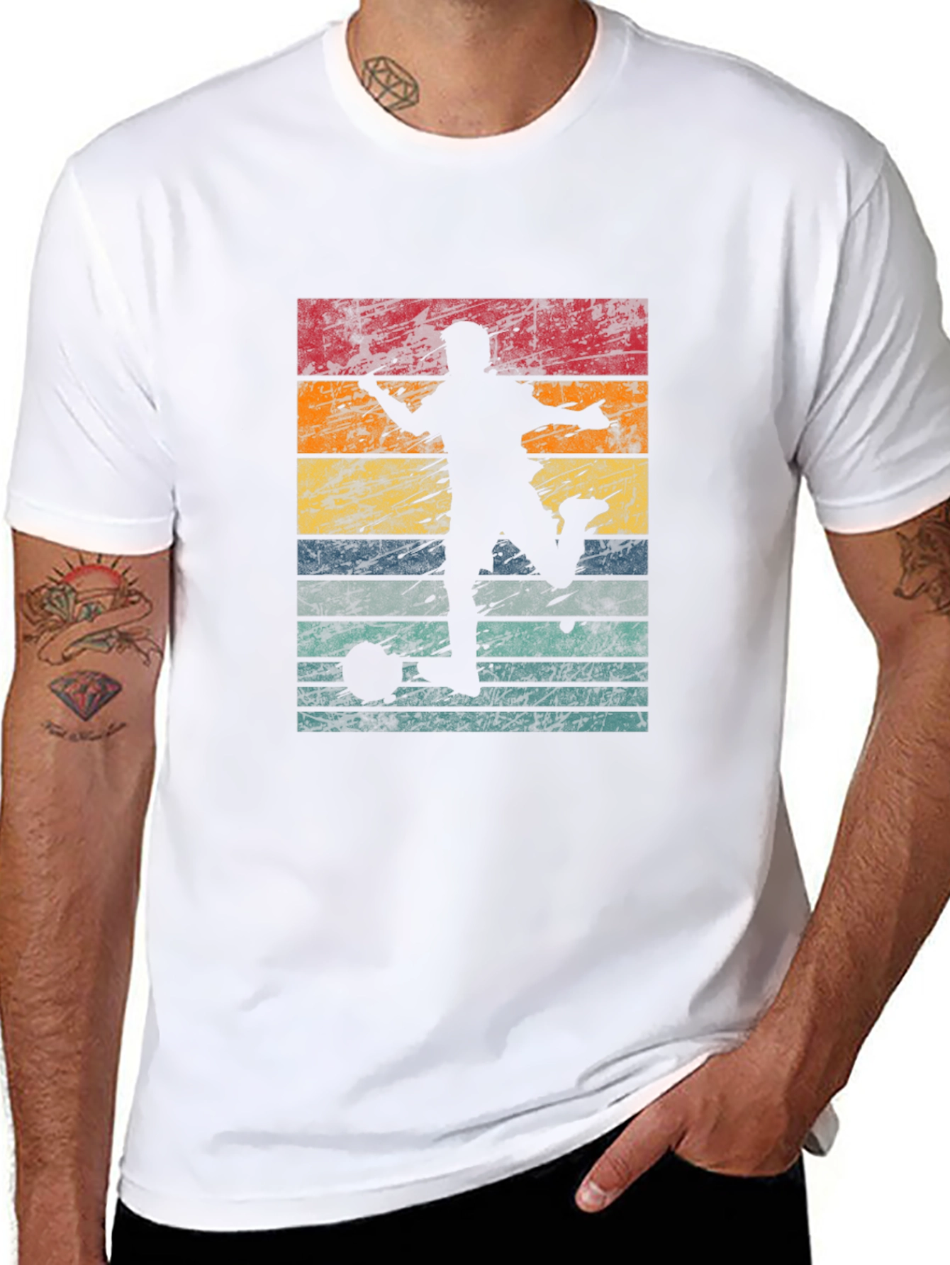 Retro Soccer Silhouette Graphic Tee - Black