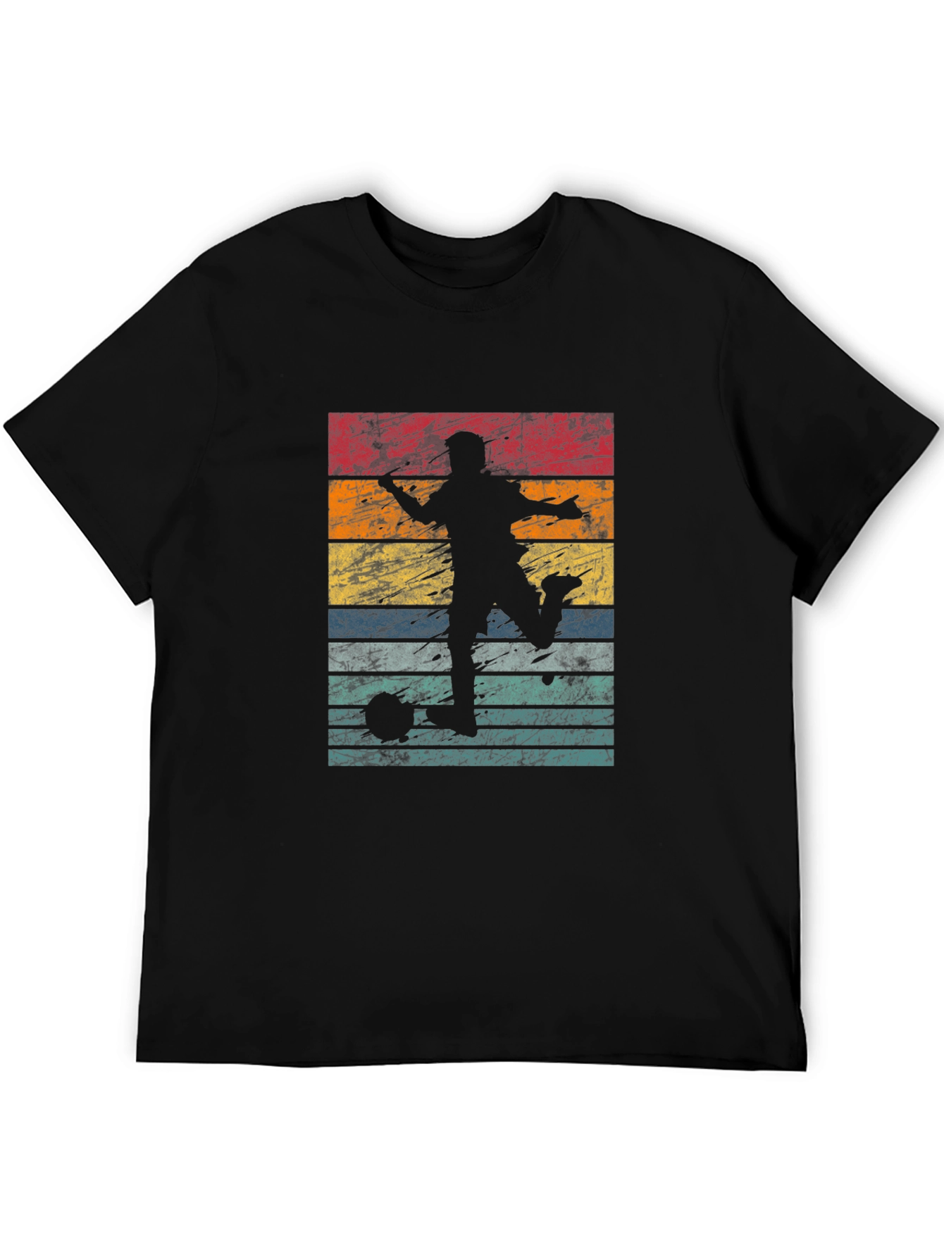 Retro Soccer Silhouette Graphic Tee - Black