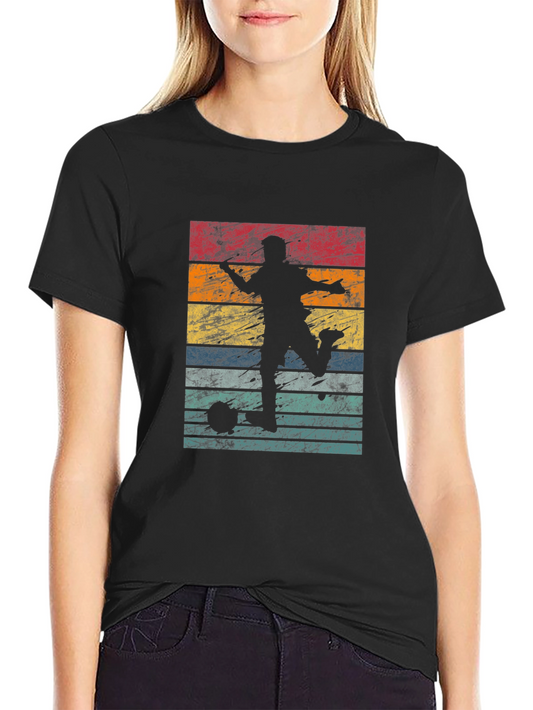 Retro Soccer Silhouette Graphic Tee - Black