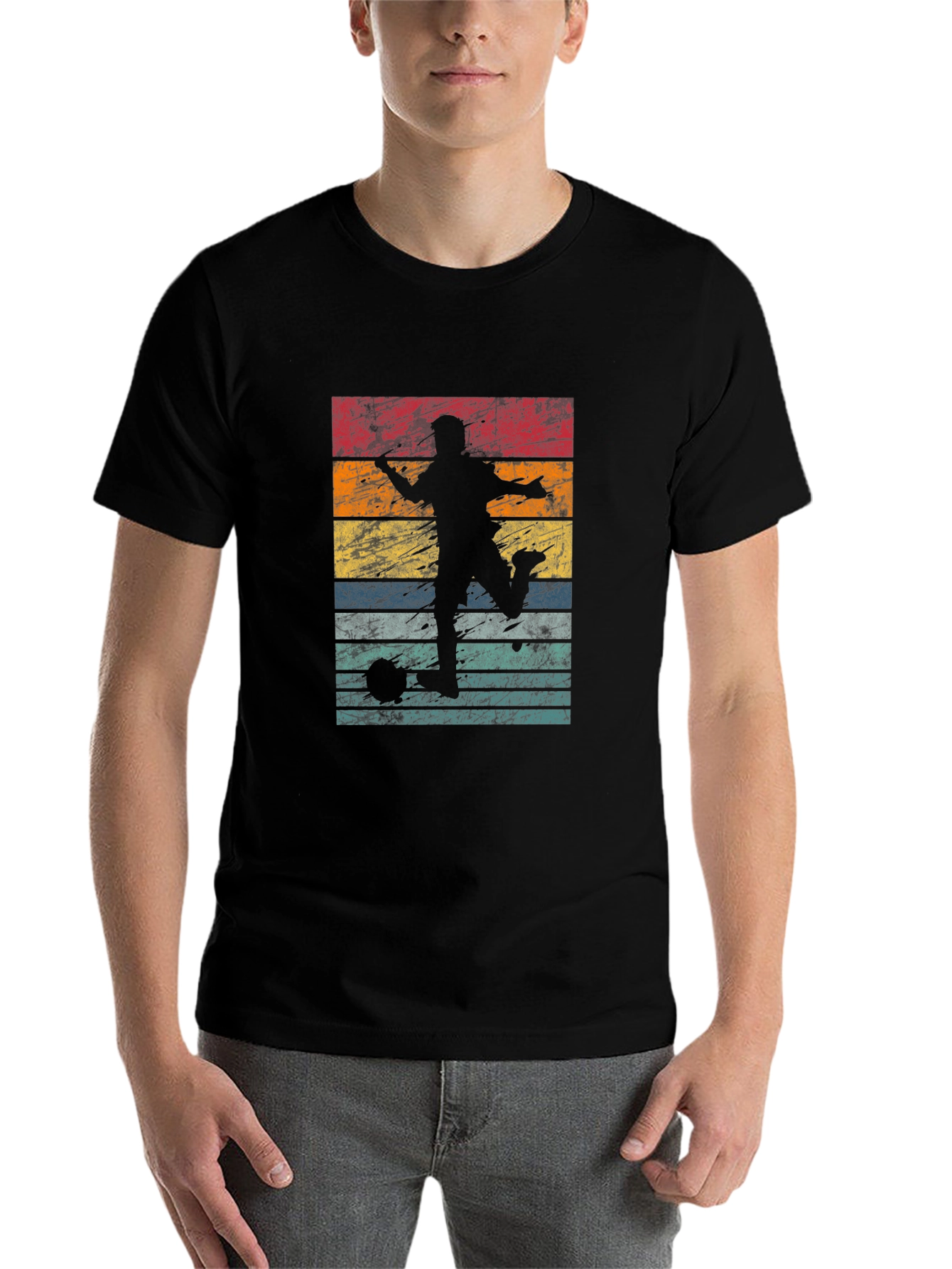 Retro Soccer Silhouette Graphic Tee - Black