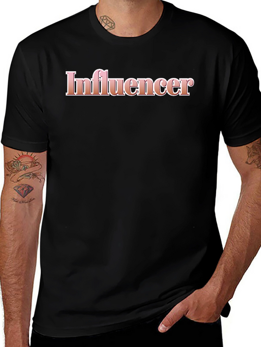 Influencer Graphic Tee - Black Short Sleeve Crew Neck T-Shirt