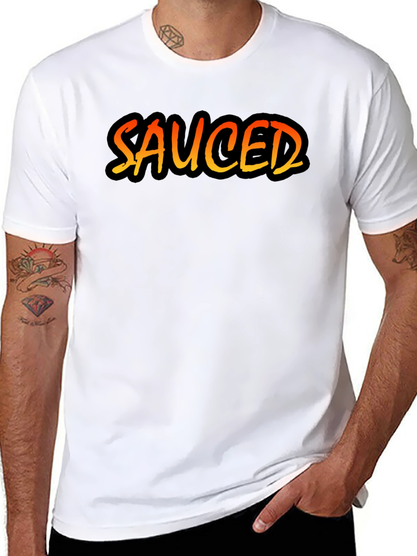 Sauced Graphic Tee - Black Cotton Blend T-Shirt