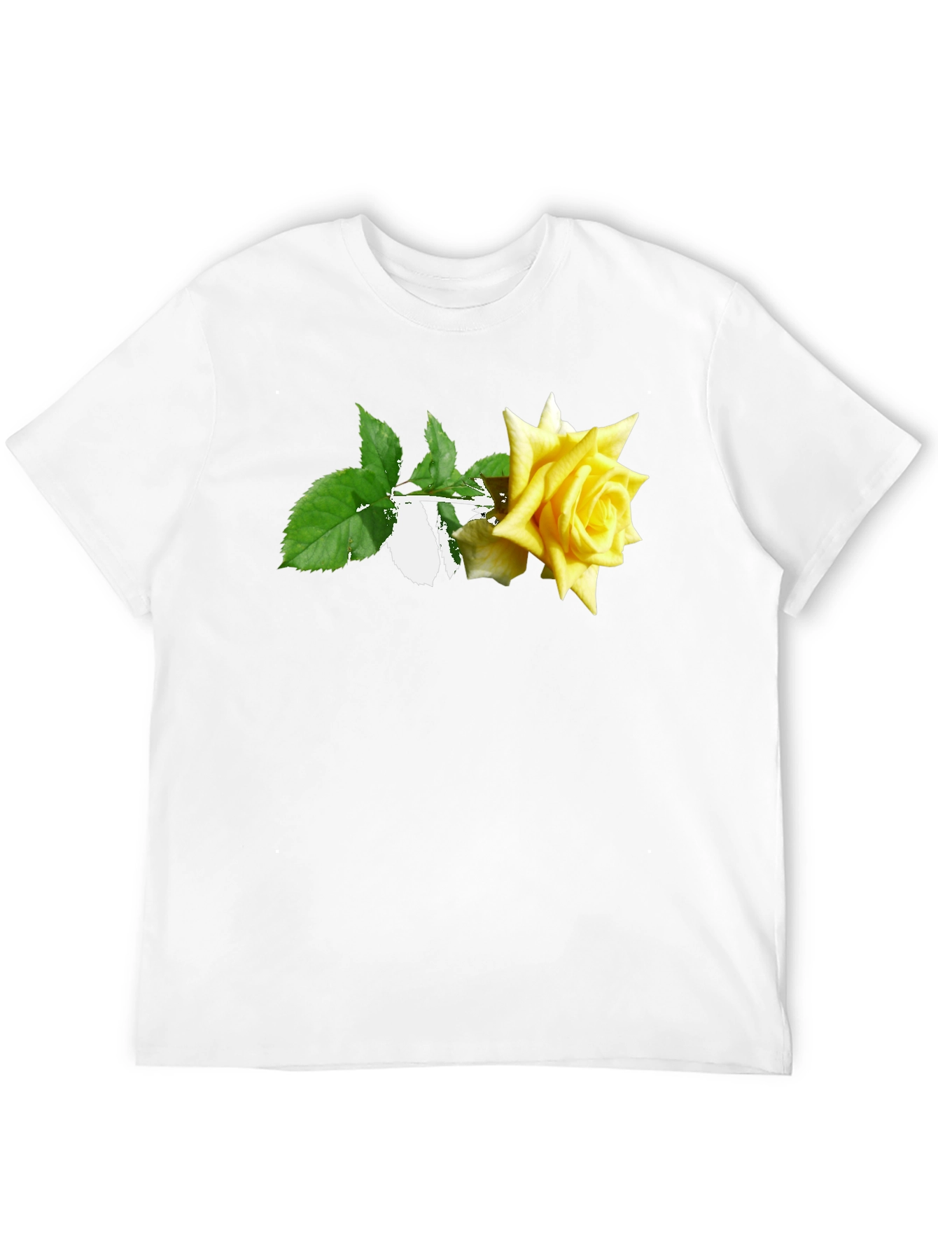 Black T-Shirt with Yellow Rose Graphic