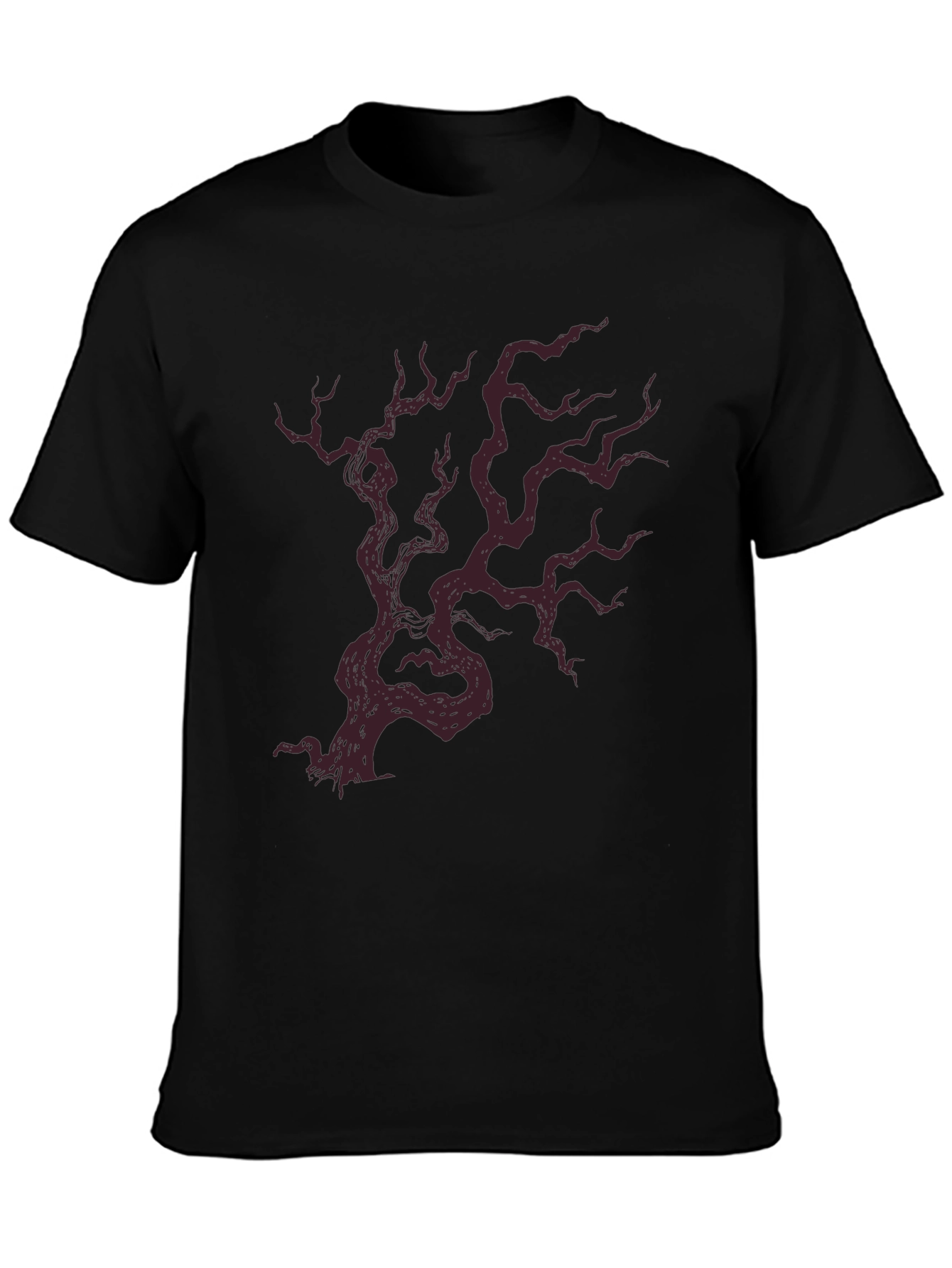 Mens Black T-Shirt with Crimson Tree Graphic