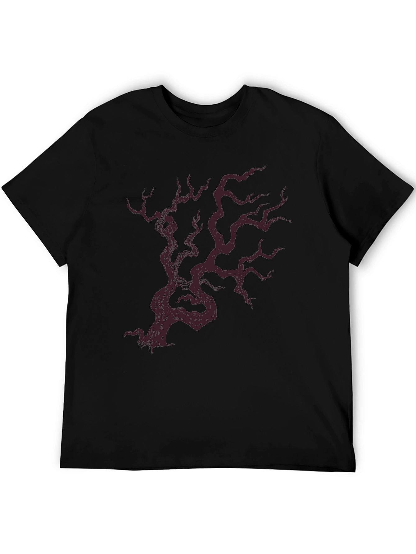 Mens Black T-Shirt with Crimson Tree Graphic