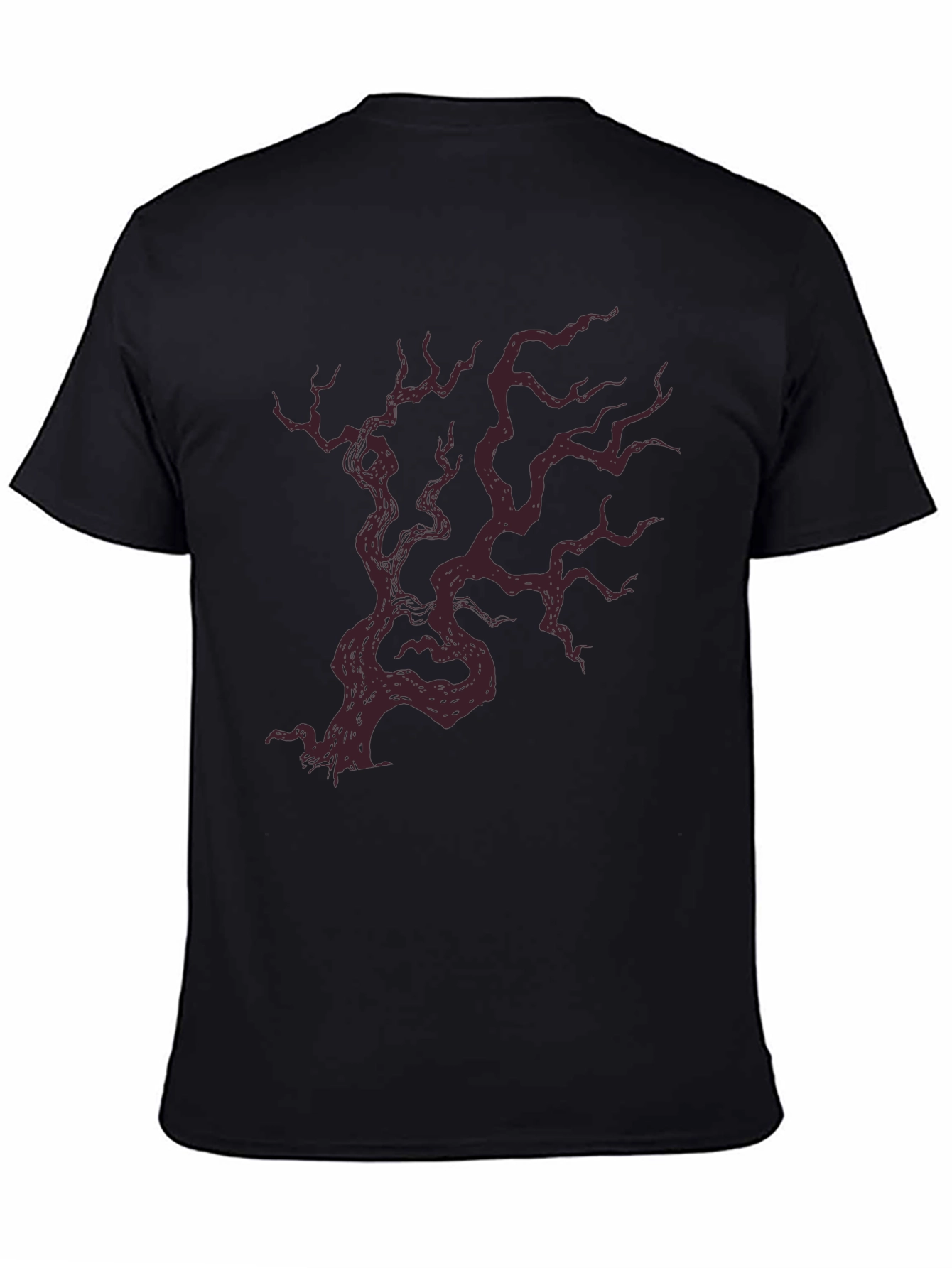 Mens Black T-Shirt with Crimson Tree Graphic