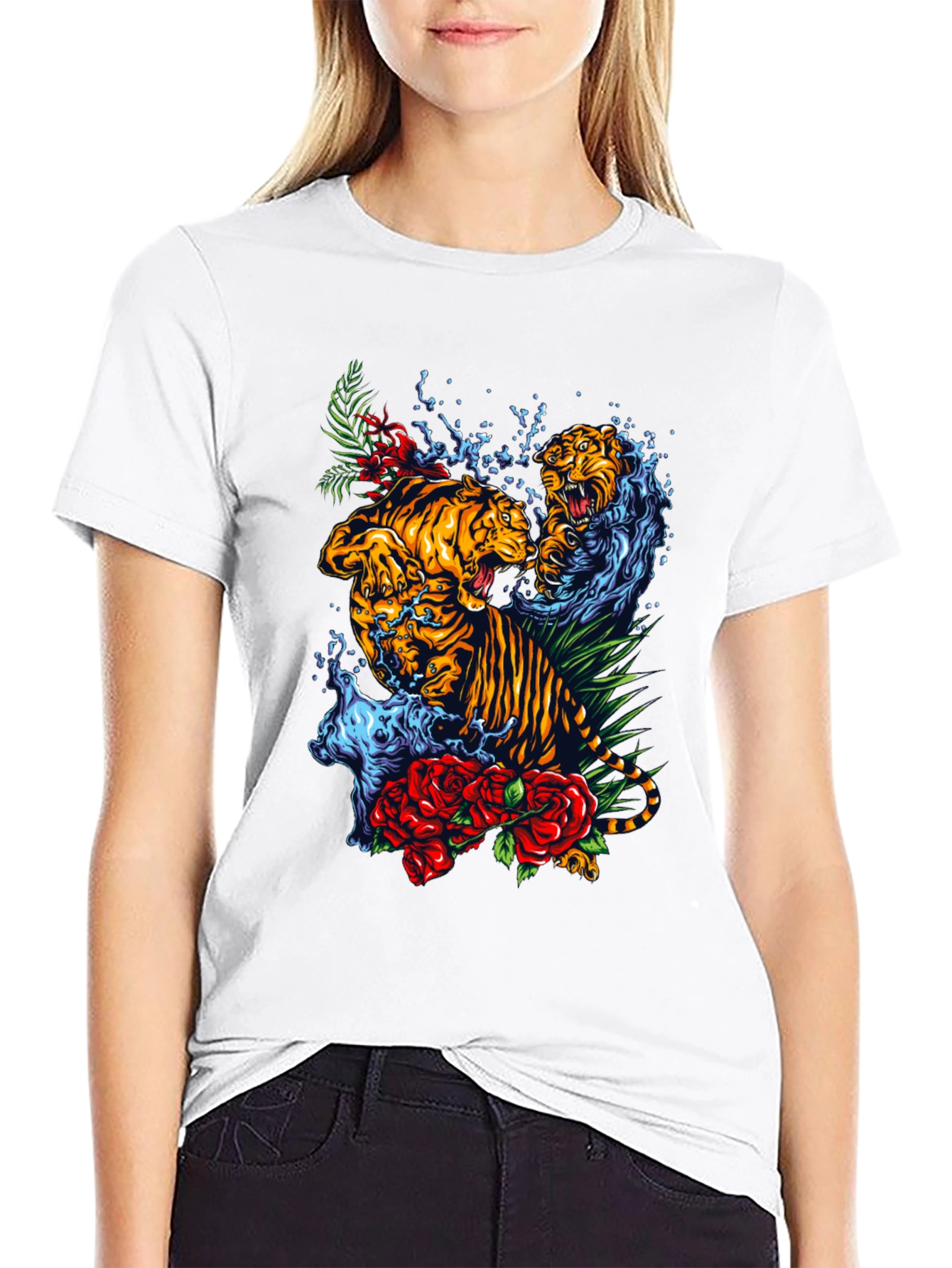 Tiger Splash Graphic T-Shirt - Bold Black Tee