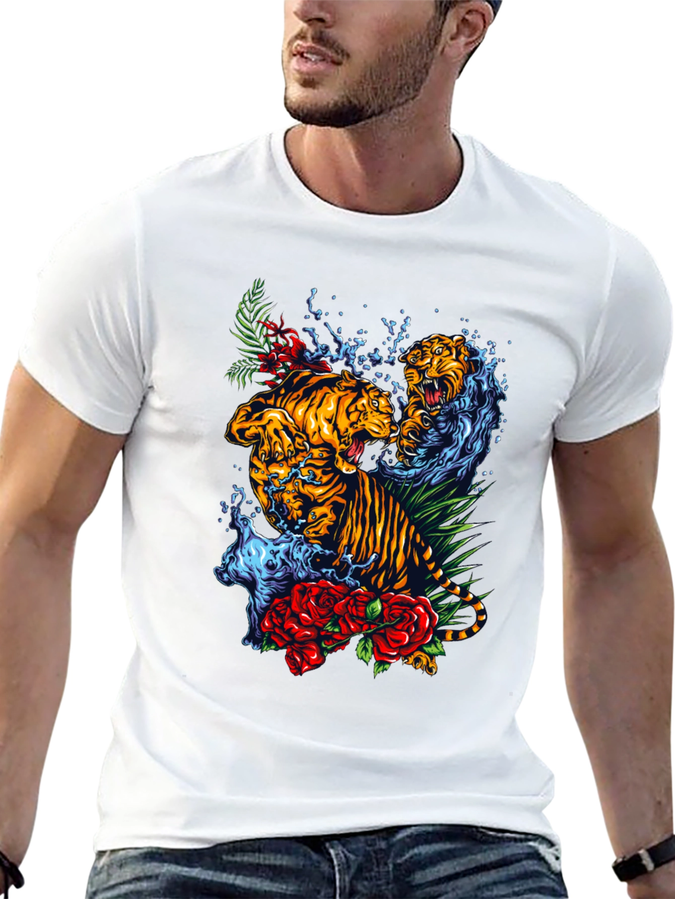 Tiger Splash Graphic T-Shirt - Bold Black Tee