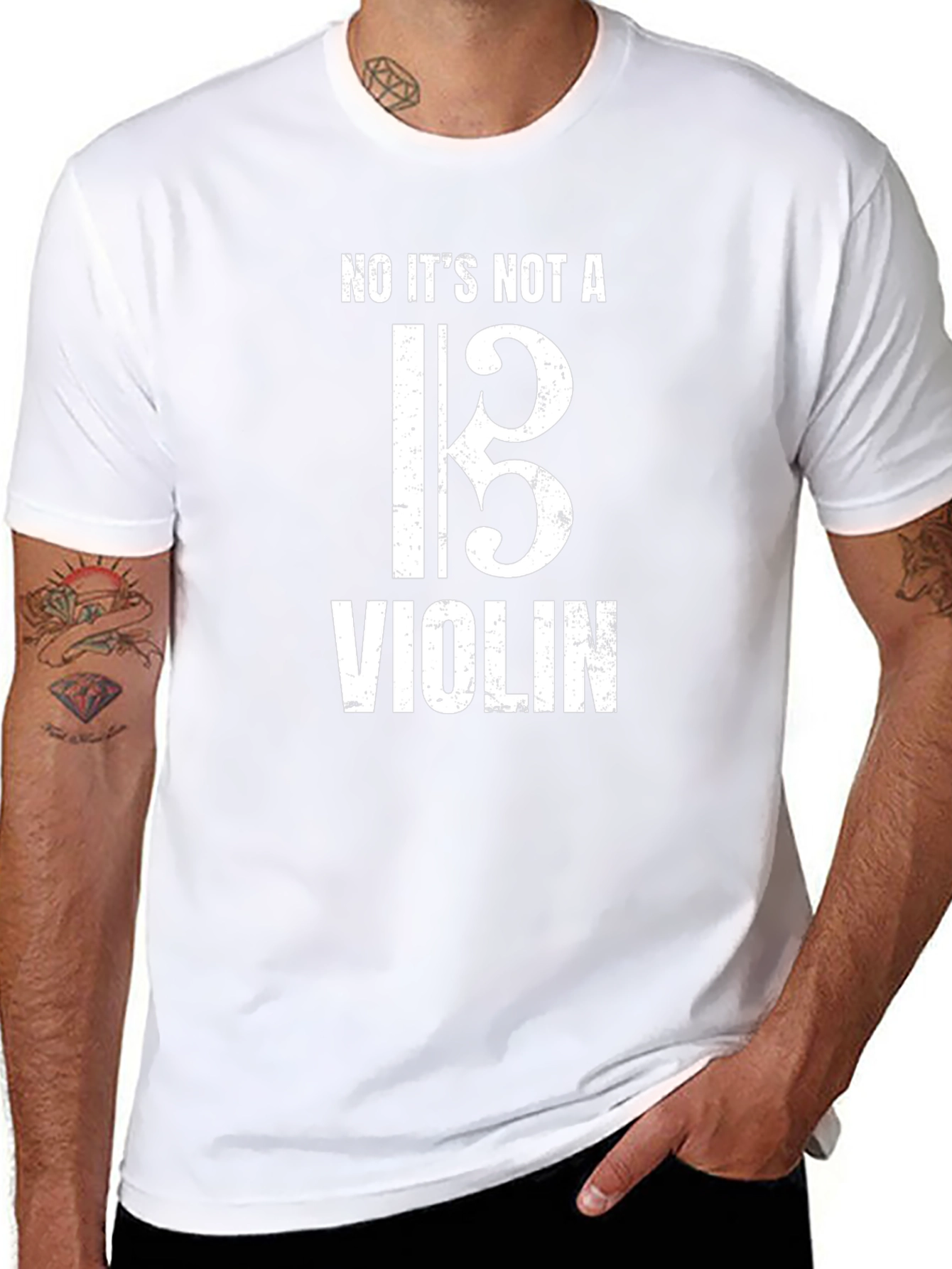 Funny Bass Clef Not a Violin Black T-Shirt