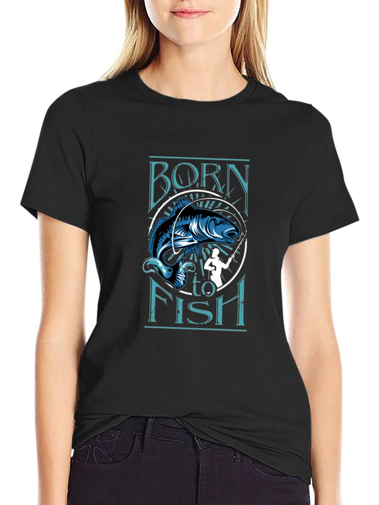 Born to Fish Graphic Tee - Black Cotton Blend