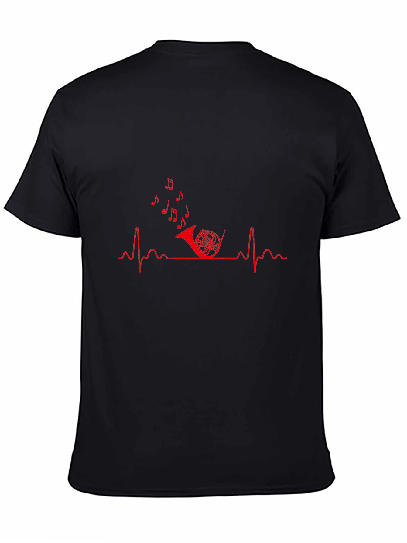 Music Heartbeat French Horn Graphic Tee - Black