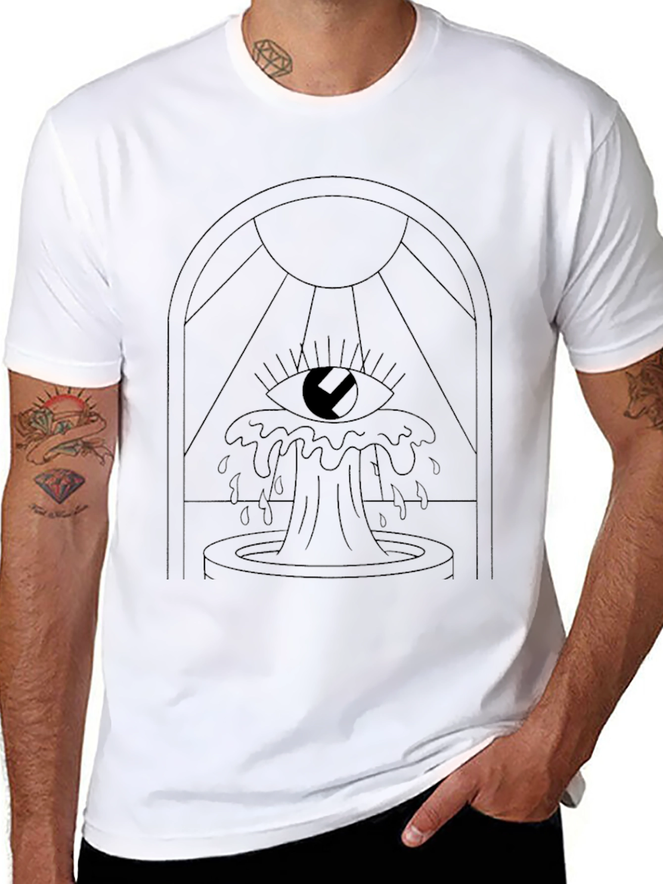 Eye Fountain Graphic Tee - Modern Black T-Shirt