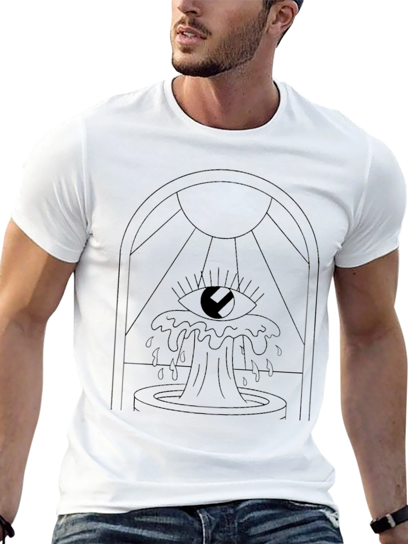 Eye Fountain Graphic Tee - Modern Black T-Shirt