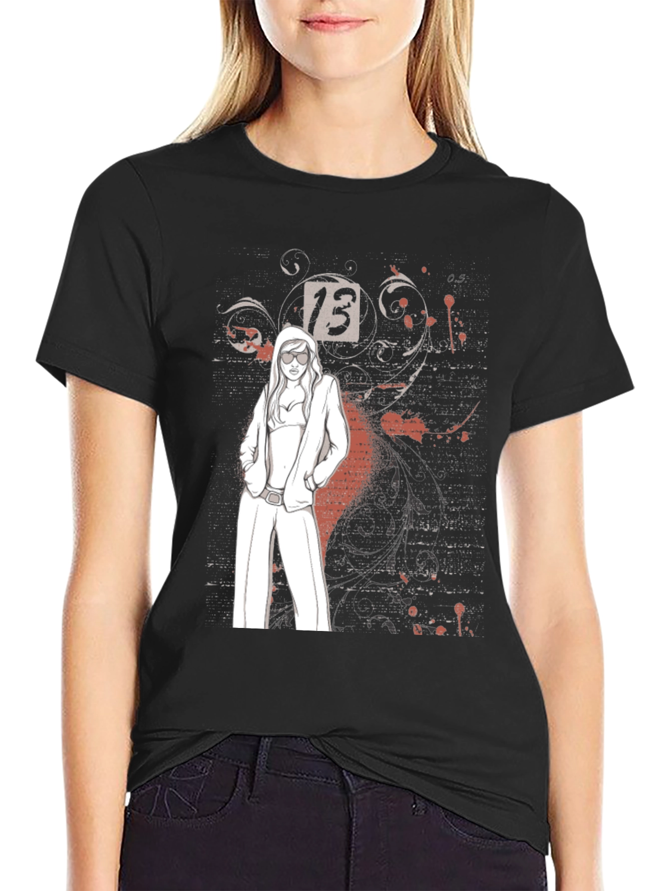 Trendy Graphic Tee - Lucky Number 13 Design