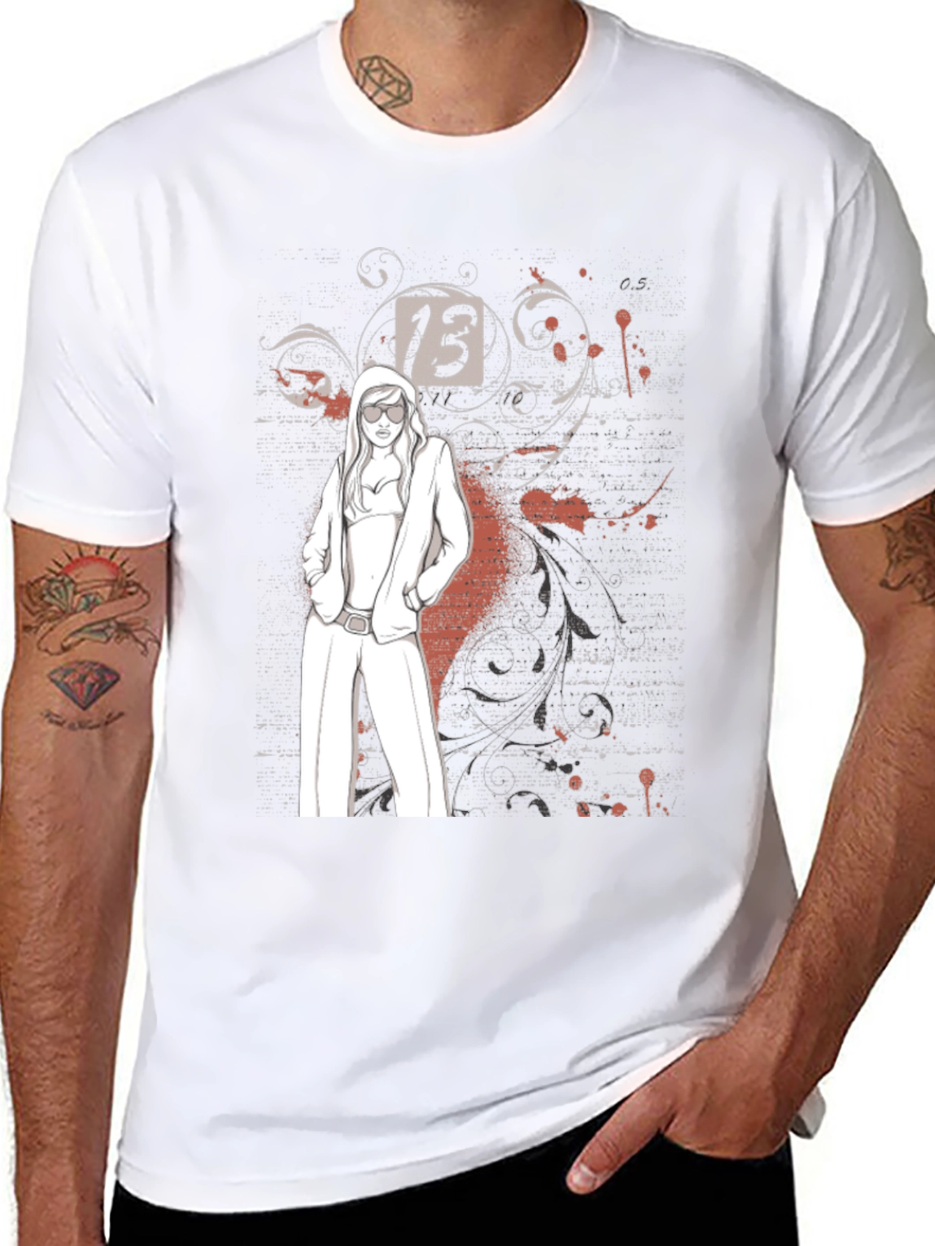 Trendy Graphic Tee - Lucky Number 13 Design