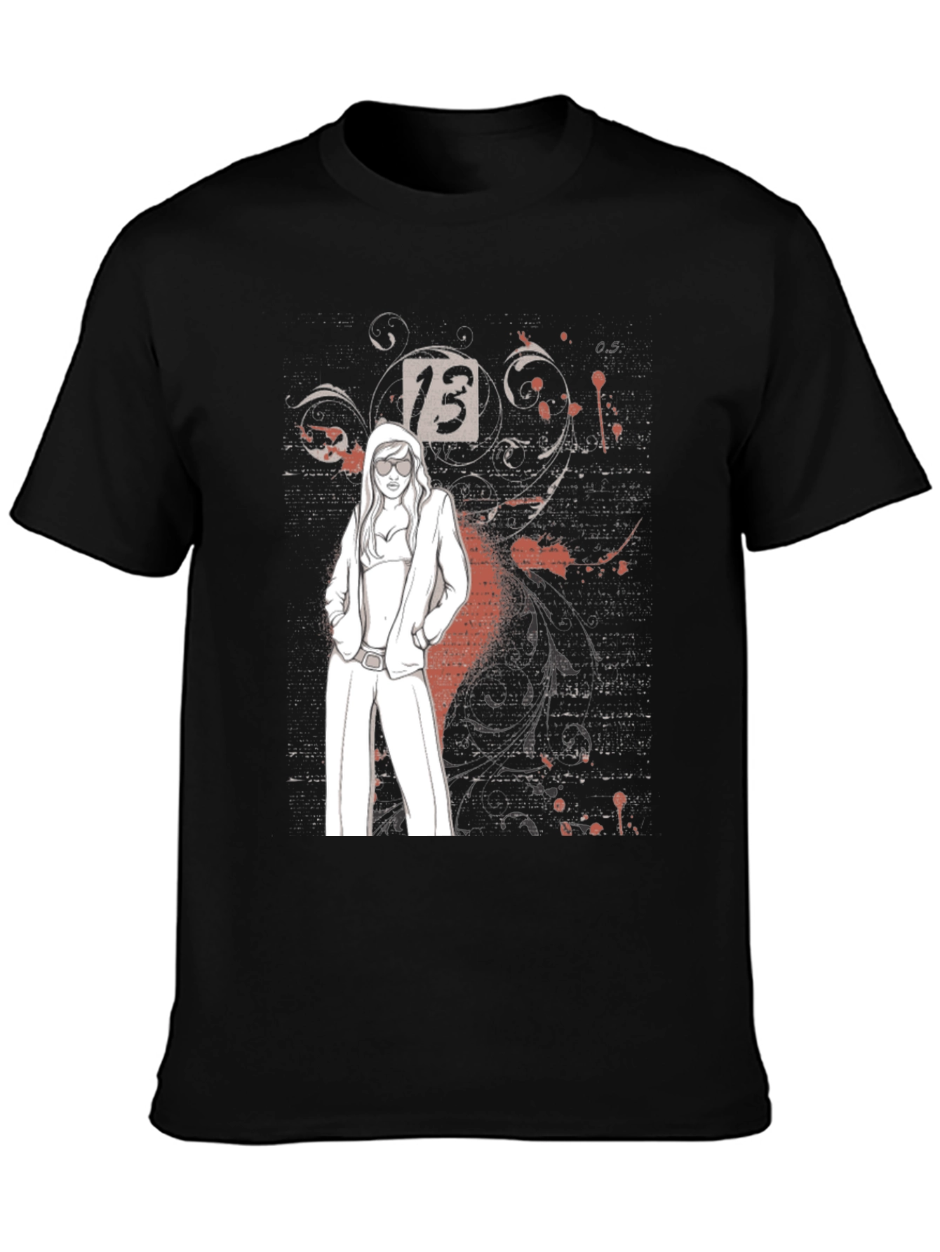 Trendy Graphic Tee - Lucky Number 13 Design