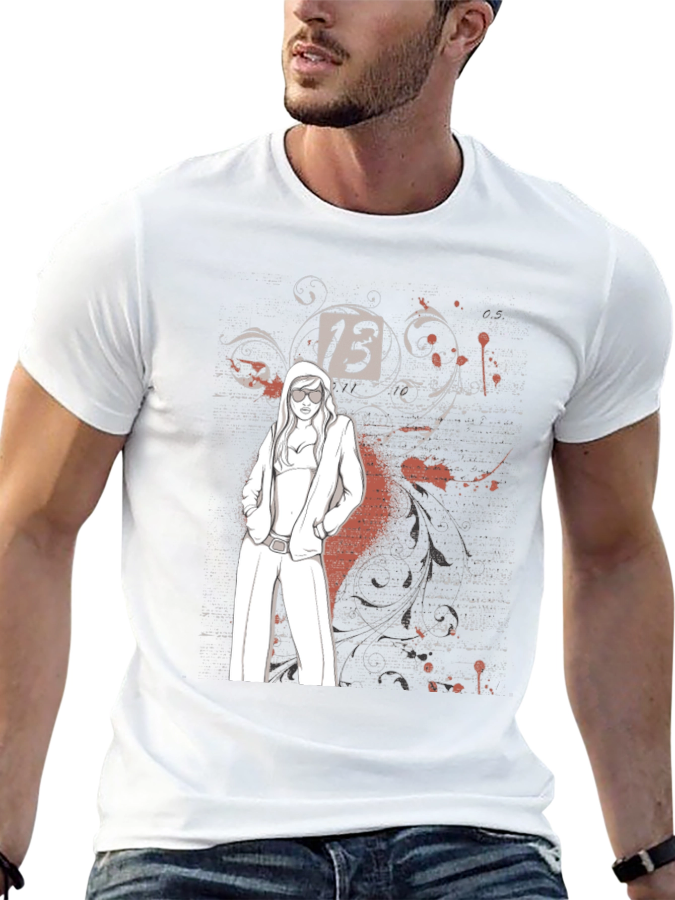 Trendy Graphic Tee - Lucky Number 13 Design