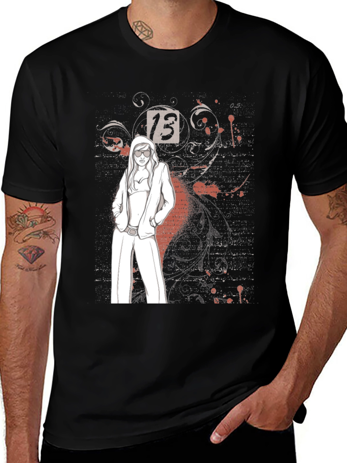 Trendy Graphic Tee - Lucky Number 13 Design