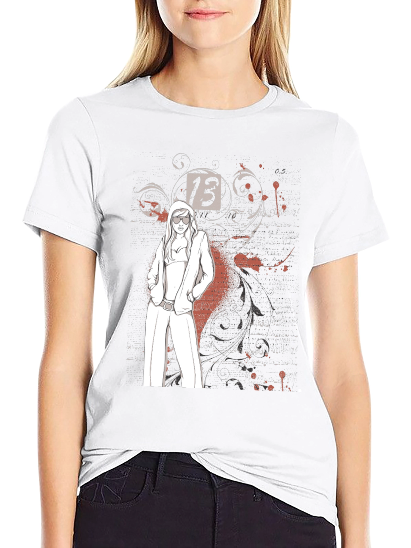 Trendy Graphic Tee - Lucky Number 13 Design