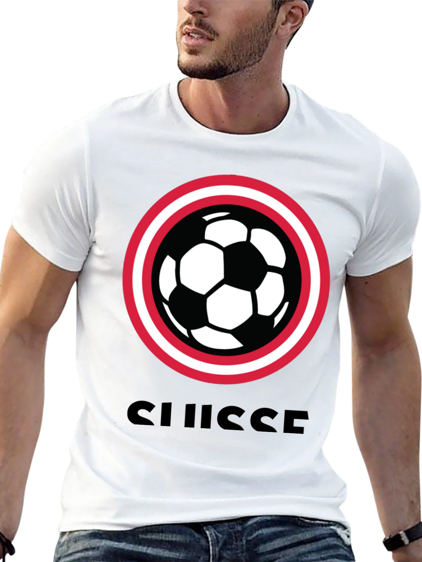 Swiss Football T-Shirt - Black Soccer Tee
