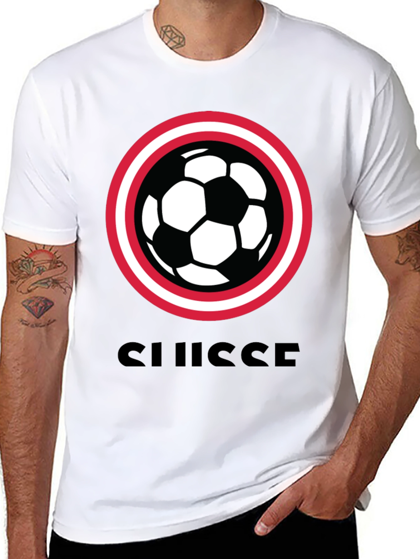 Swiss Football T-Shirt - Black Soccer Tee