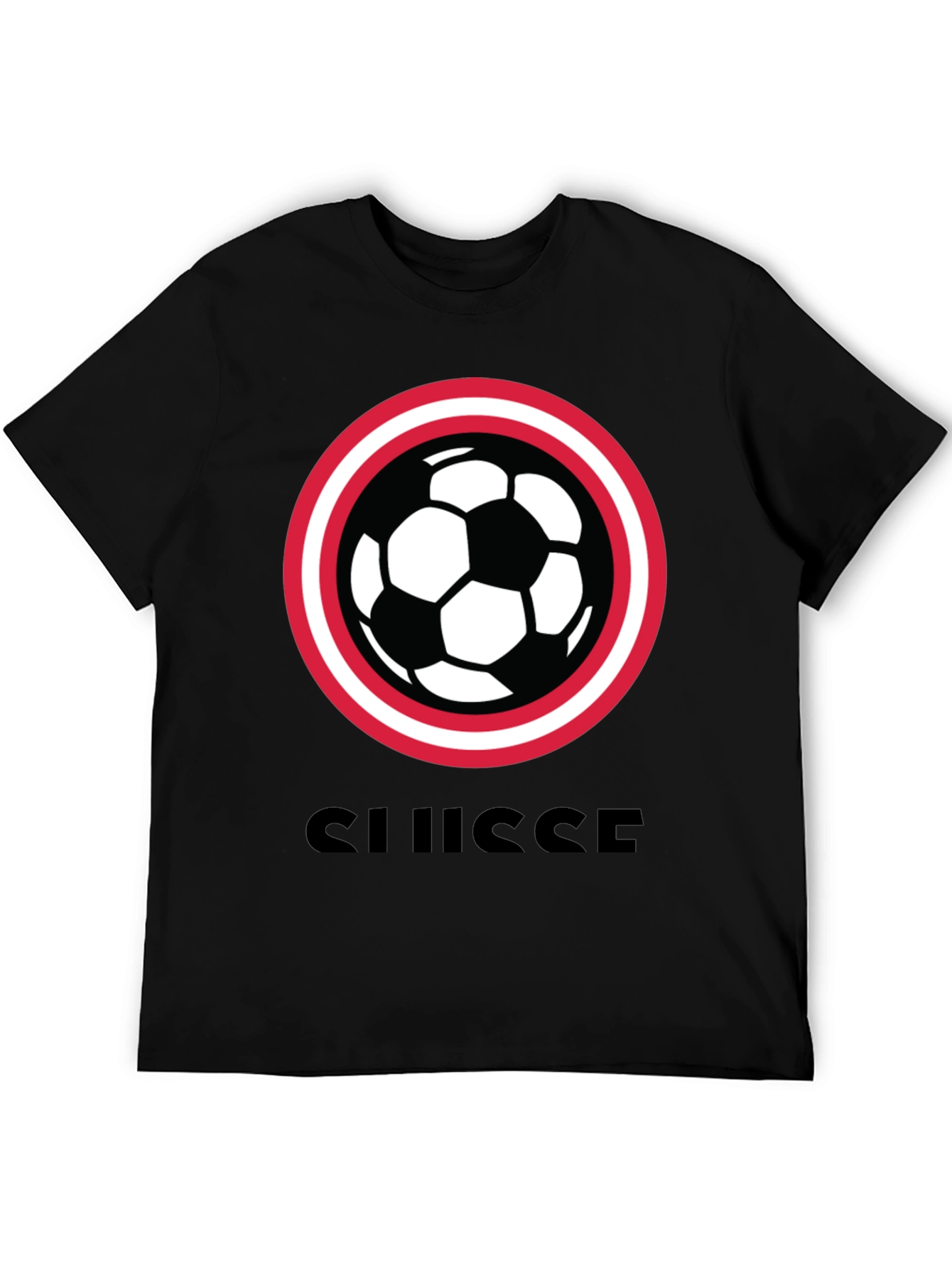 Swiss Football T-Shirt - Black Soccer Tee
