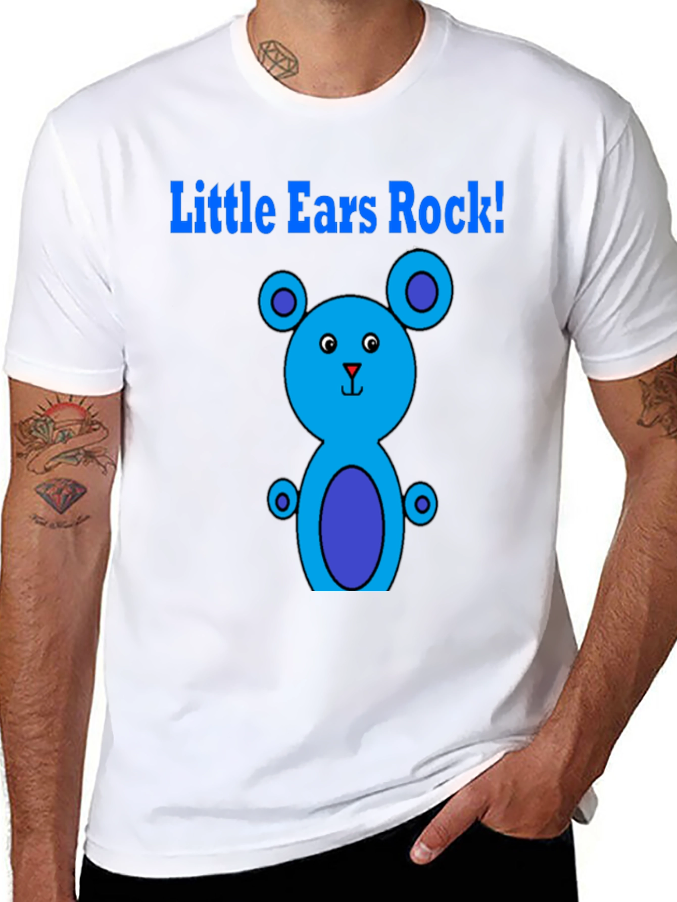 Little Ears Rock! Black Graphic T-Shirt