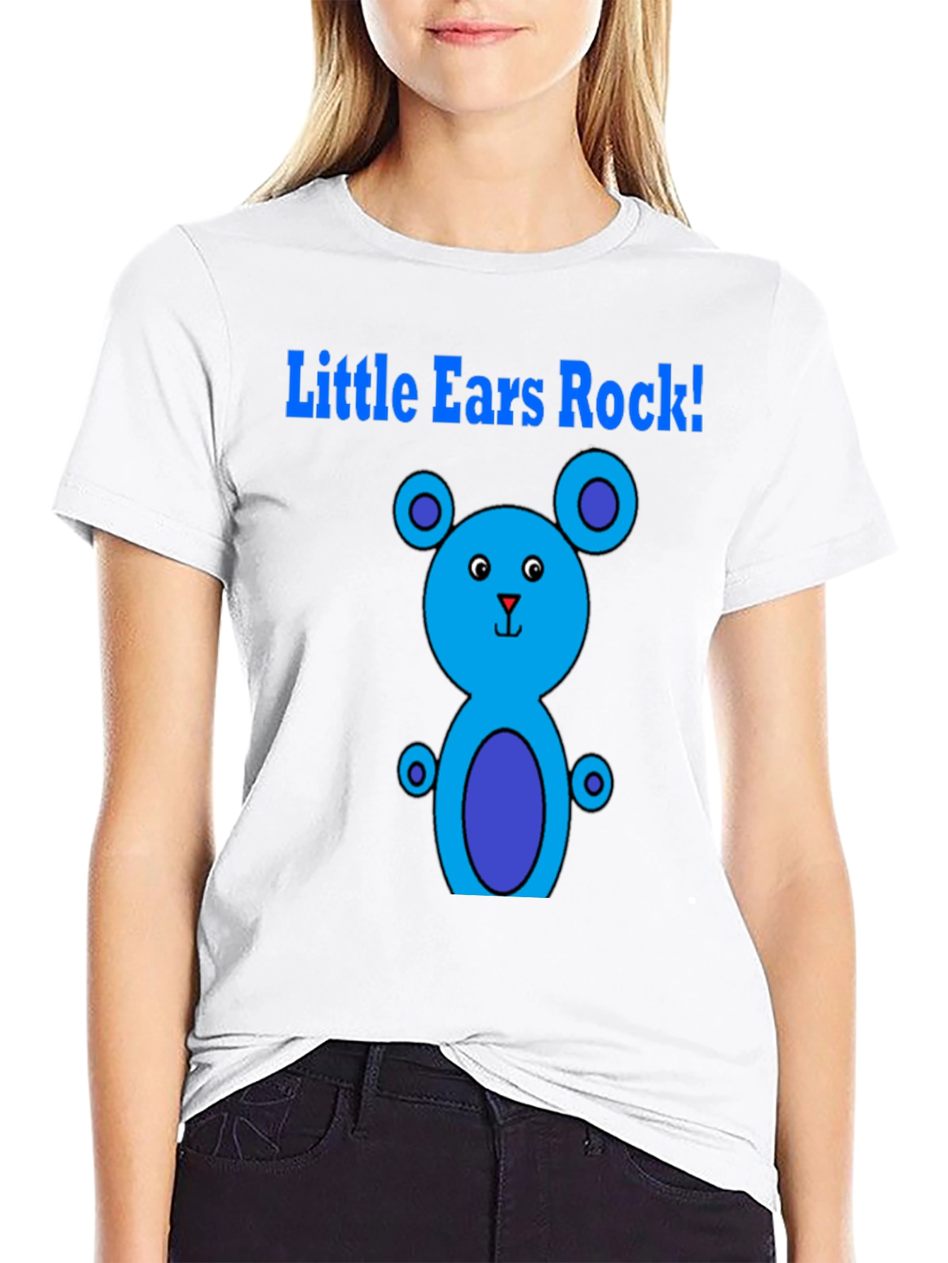 Little Ears Rock! Black Graphic T-Shirt