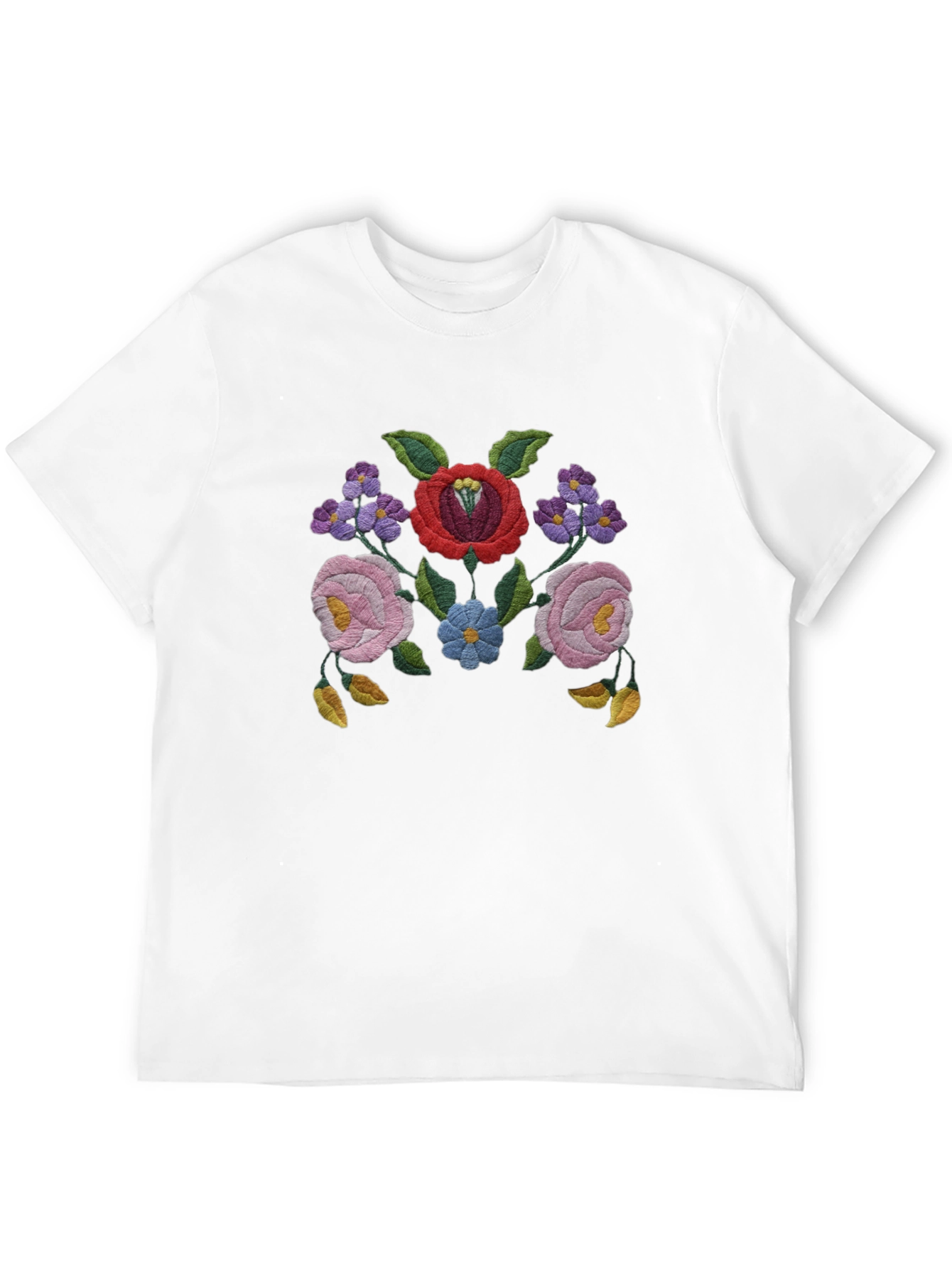 Floral Embroidered Black T-Shirt