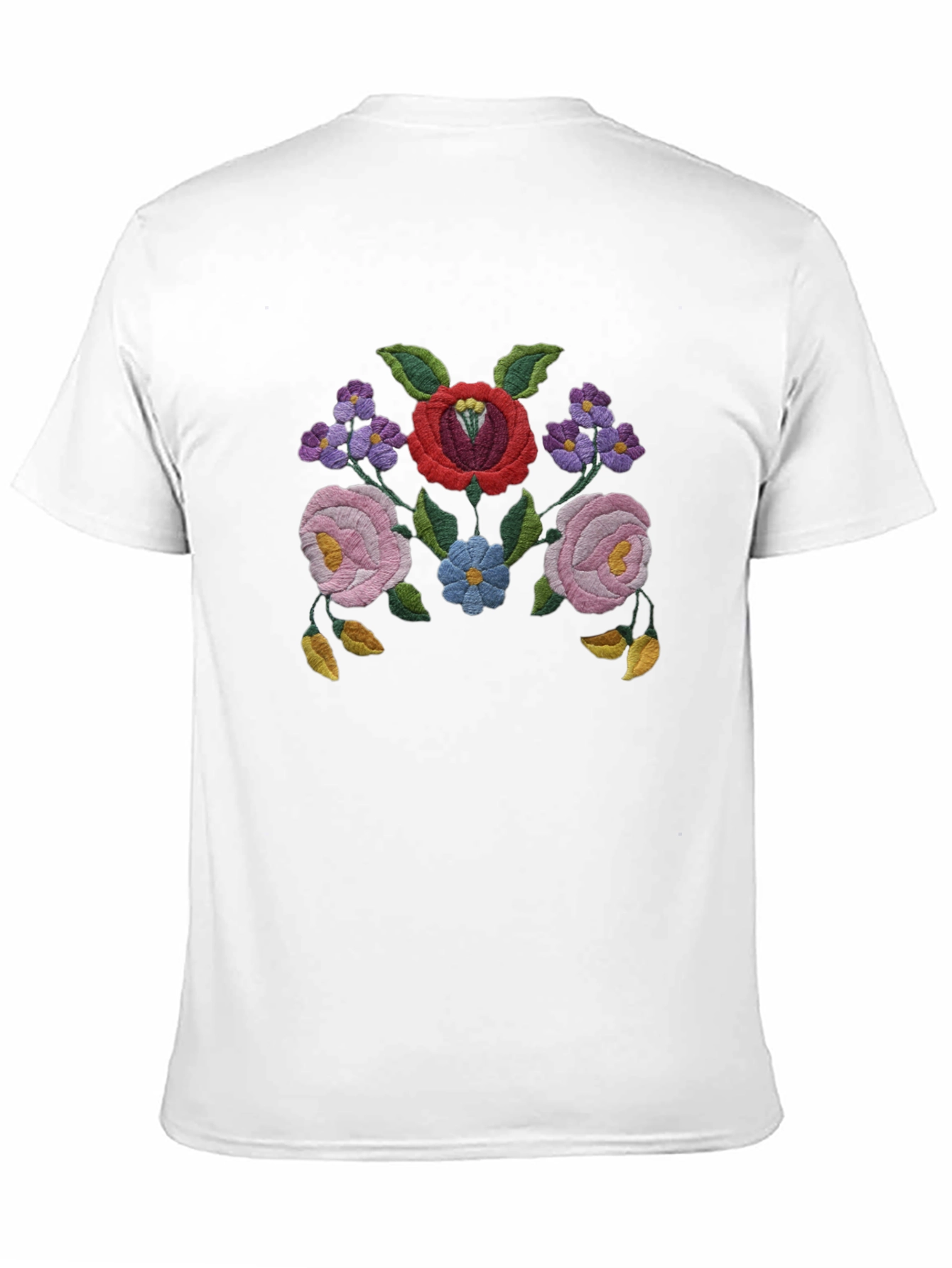 Floral Embroidered Black T-Shirt