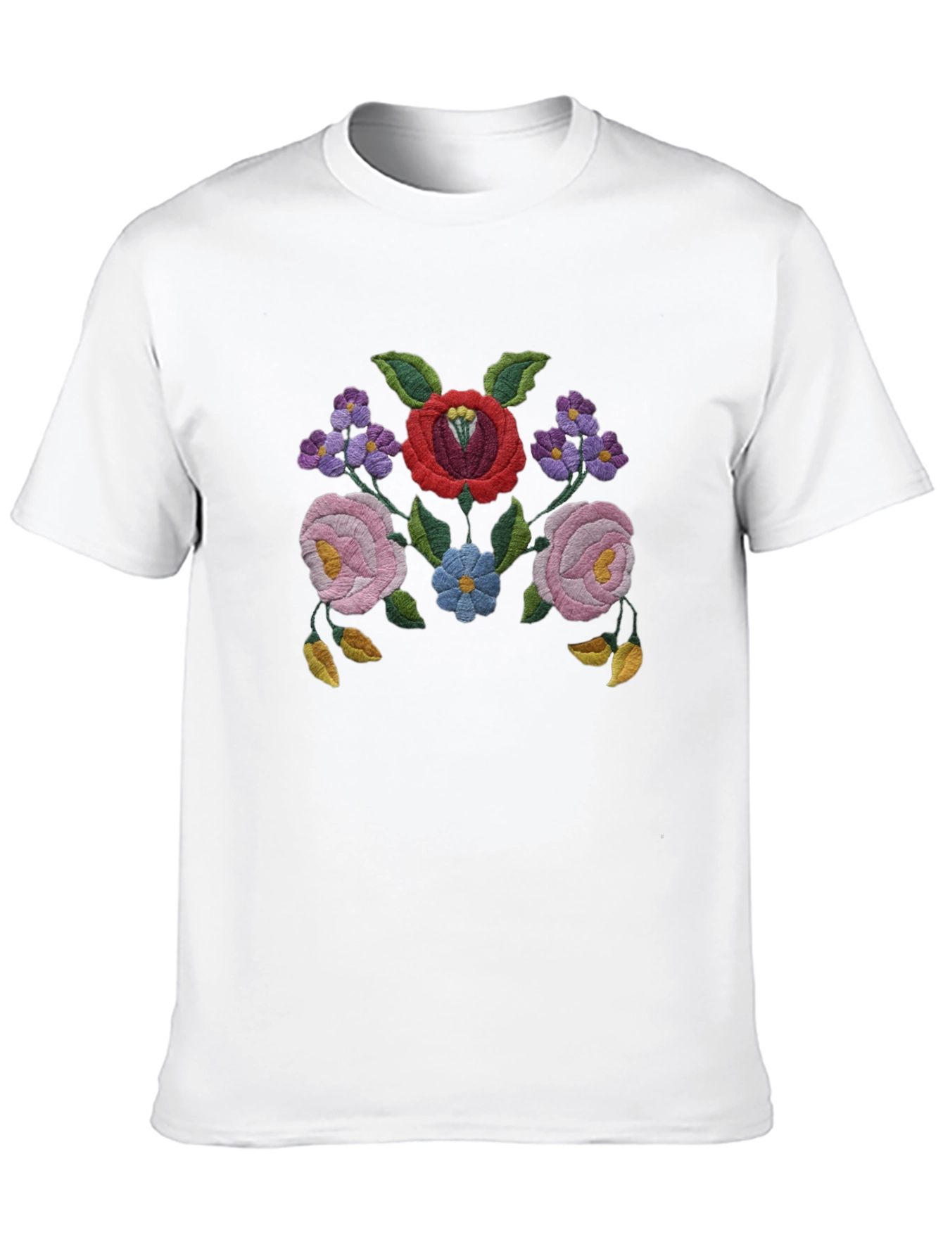 Floral Embroidered Black T-Shirt