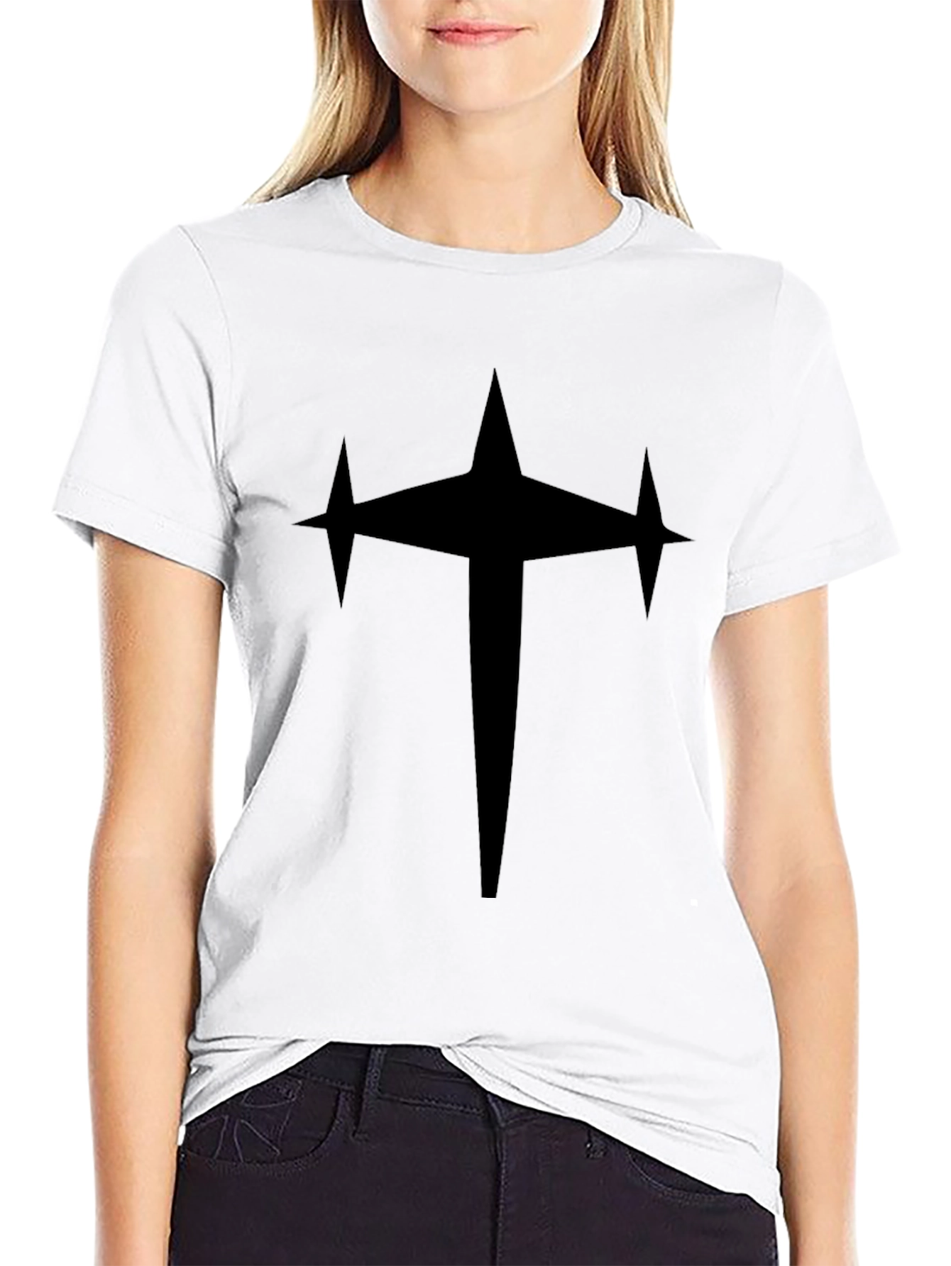 Bold Star Cross Graphic Black T-Shirt