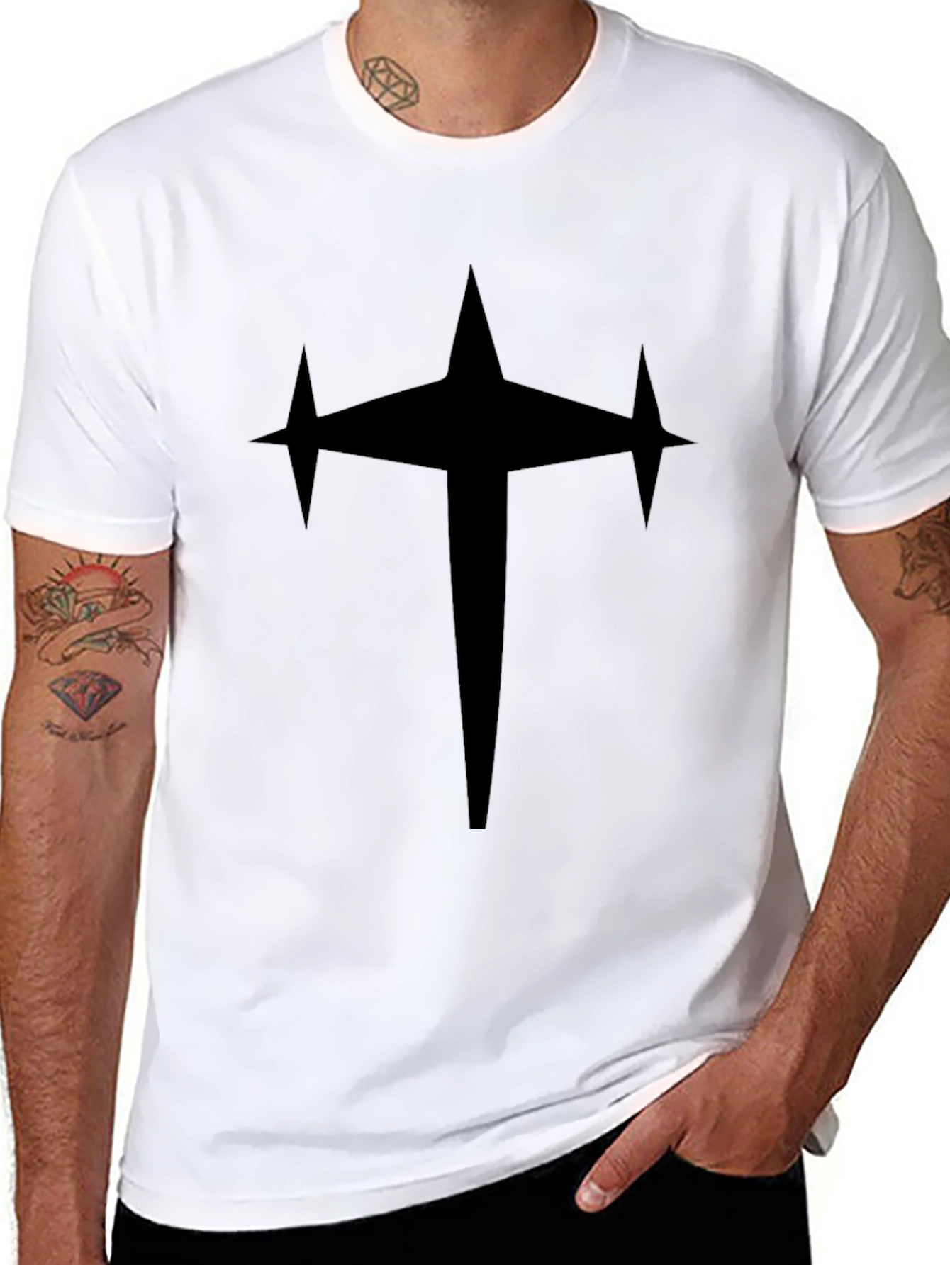 Bold Star Cross Graphic Black T-Shirt