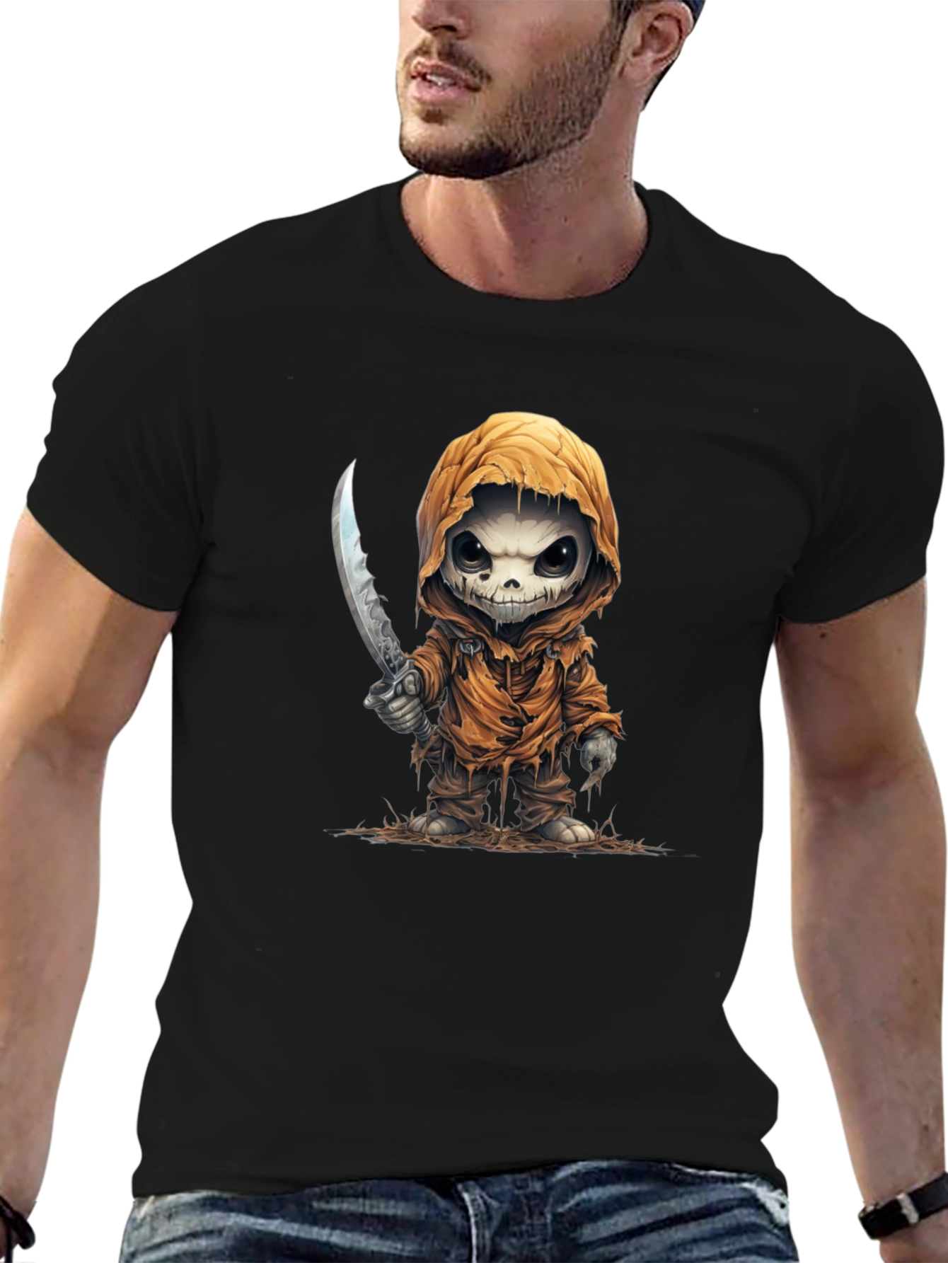 Grim Reaper Cartoon T-Shirt - Black