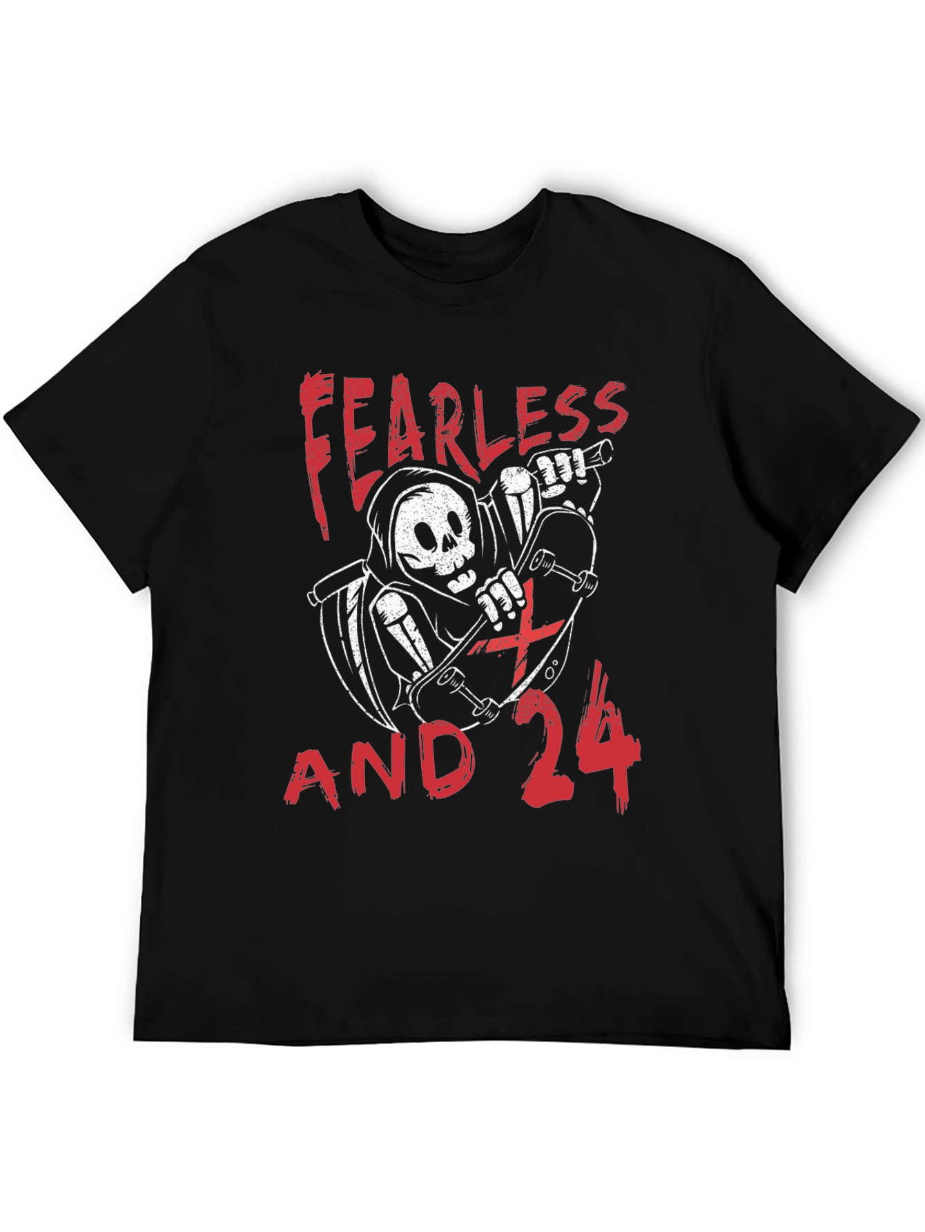 Fearless and 24 Grim Reaper Skateboarder Graphic Tee