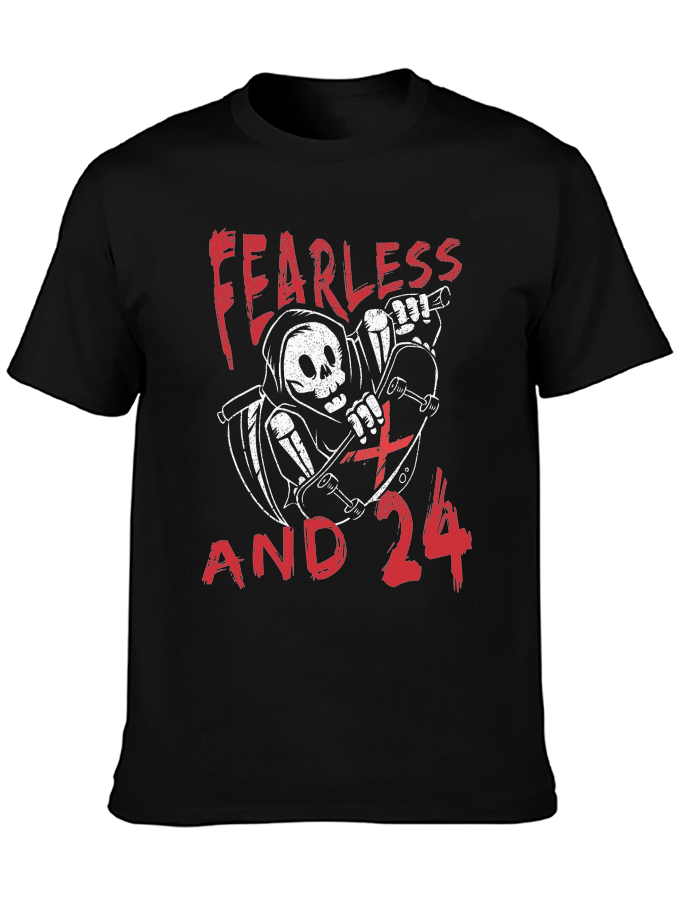 Fearless and 24 Grim Reaper Skateboarder Graphic Tee