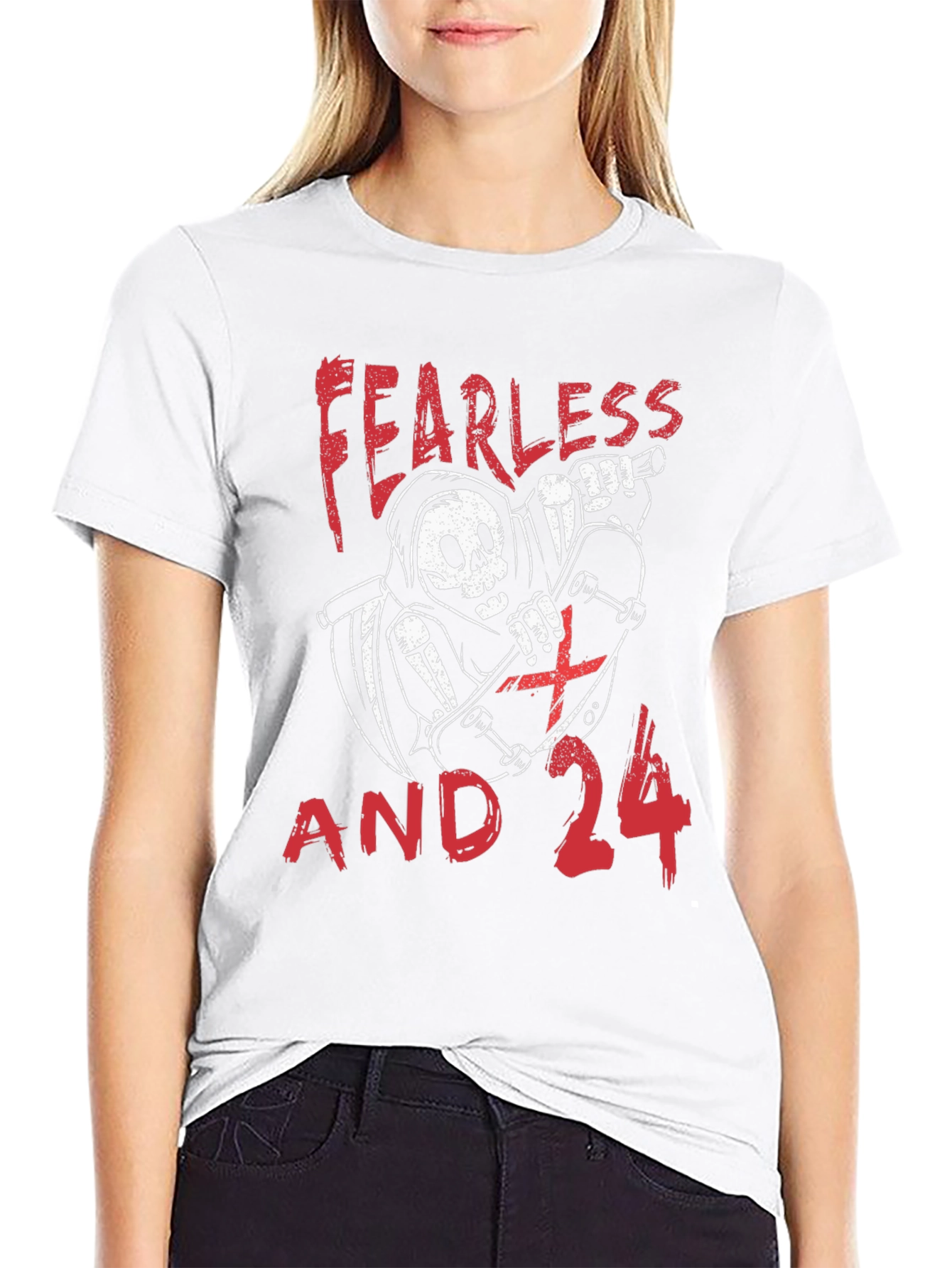 Fearless and 24 Grim Reaper Skateboarder Graphic Tee