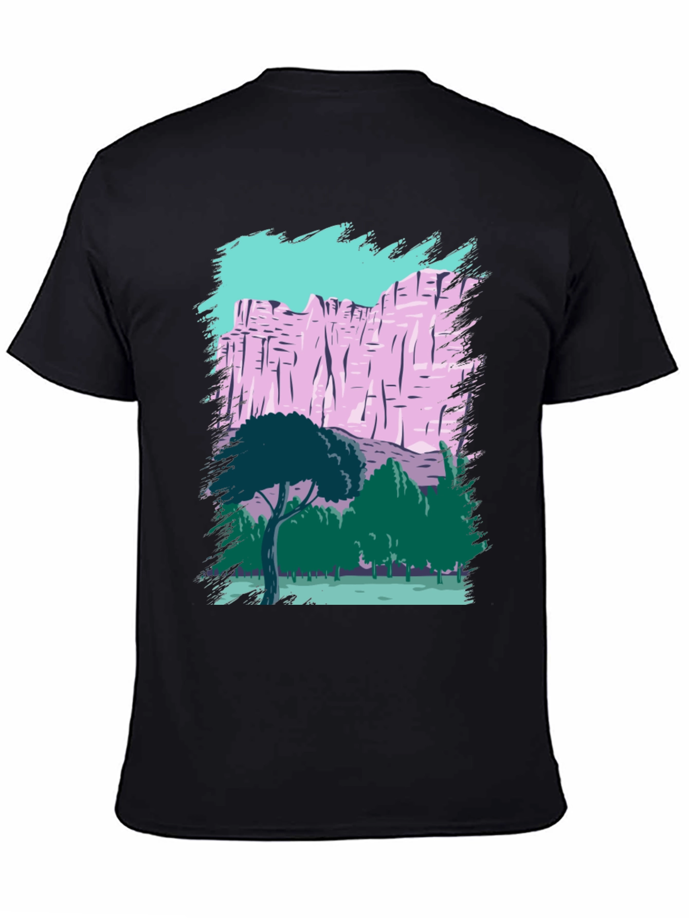 Nature Scene Graphic Tee - Black