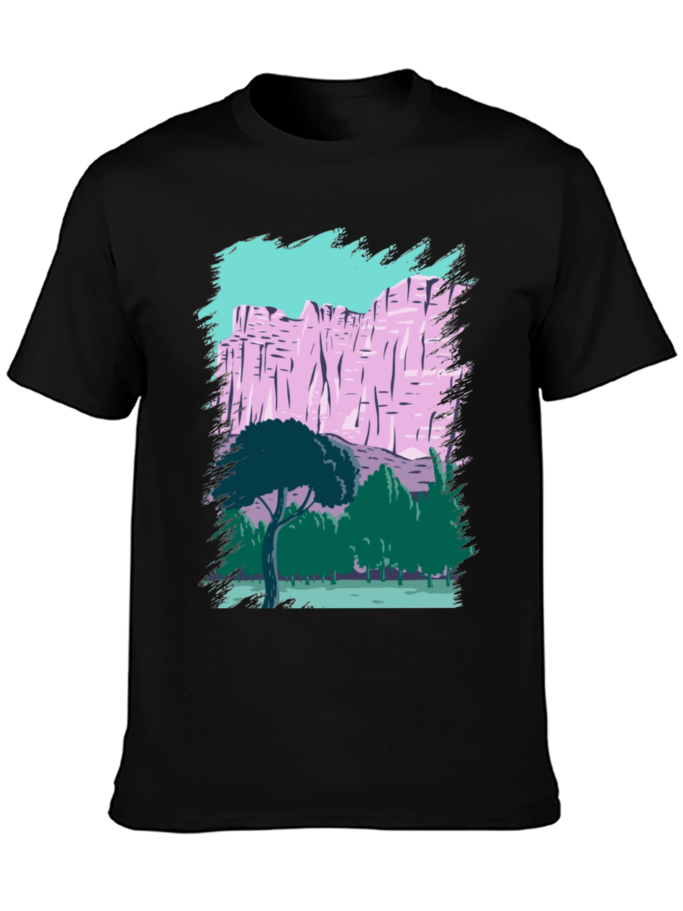 Nature Scene Graphic Tee - Black
