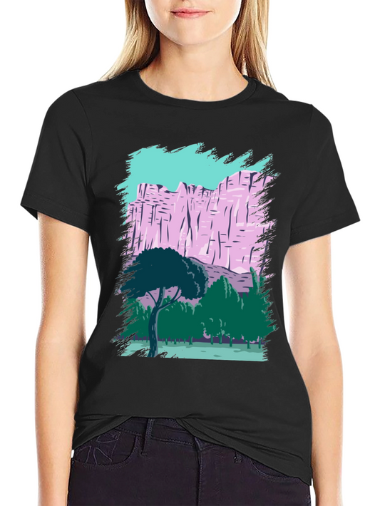 Nature Scene Graphic Tee - Black