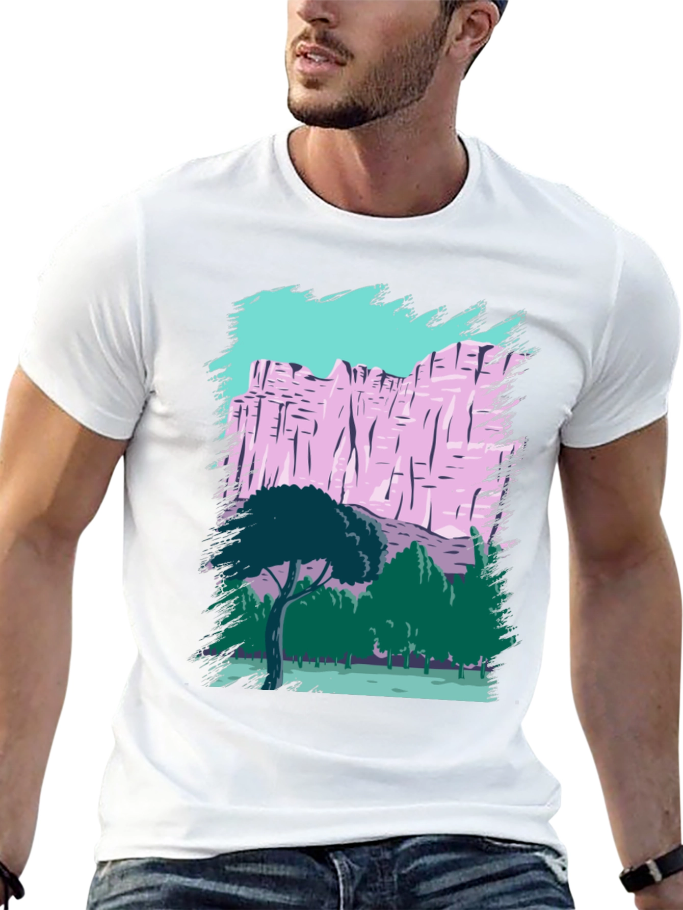 Nature Scene Graphic Tee - Black