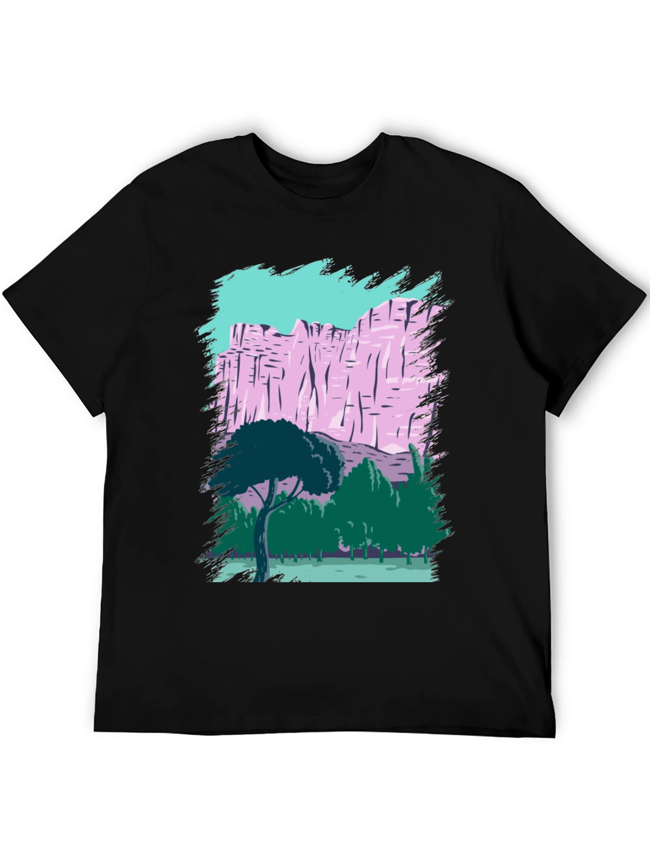 Nature Scene Graphic Tee - Black