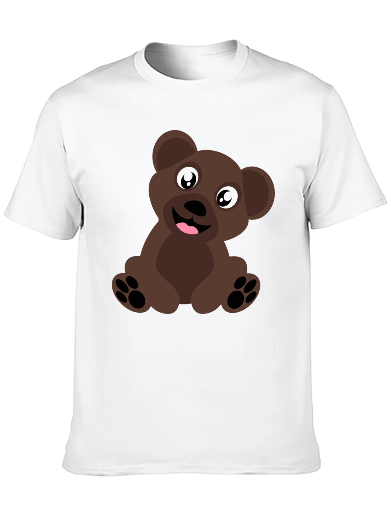 Cute Cartoon Brown Bear Black T-Shirt