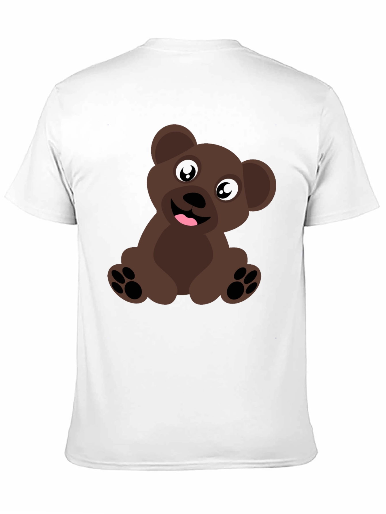 Cute Cartoon Brown Bear Black T-Shirt