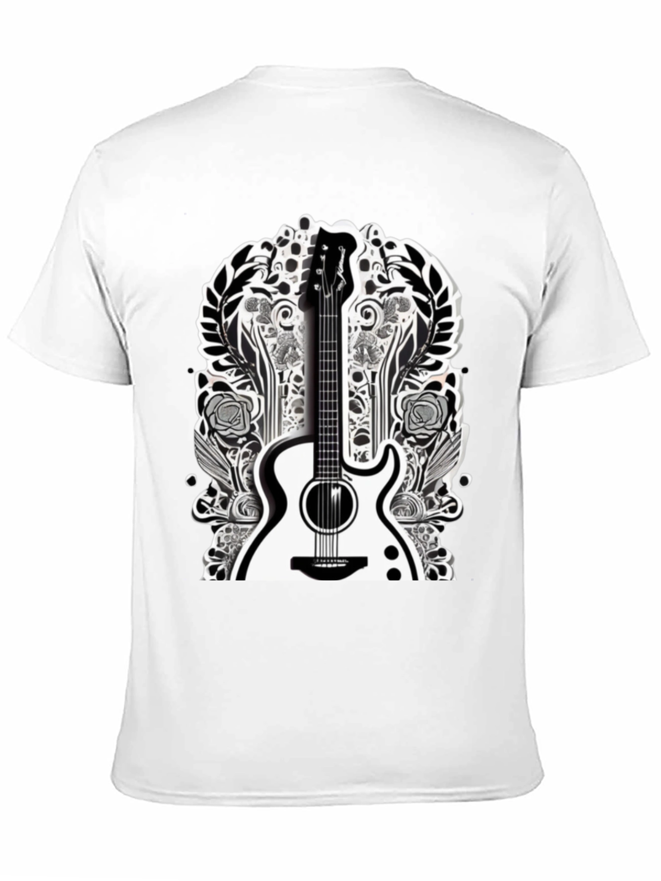 Guitar Floral Graphic Tee - Black