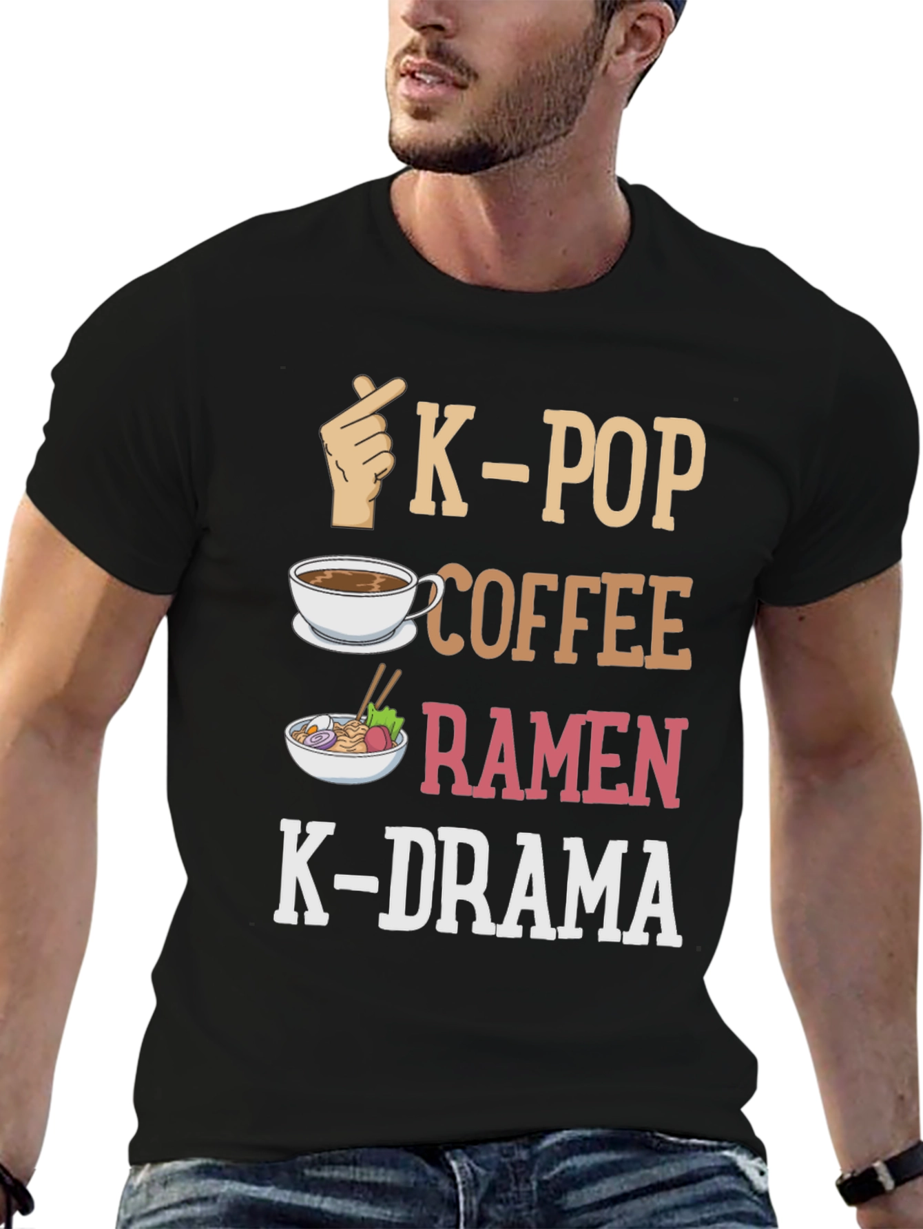K-Pop Lover T-Shirt: Coffee Ramen K-Drama Design