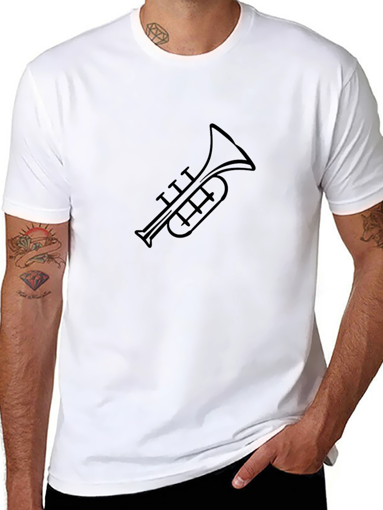 Black Trumpet Graphic T-Shirt - Stylish Music Tee